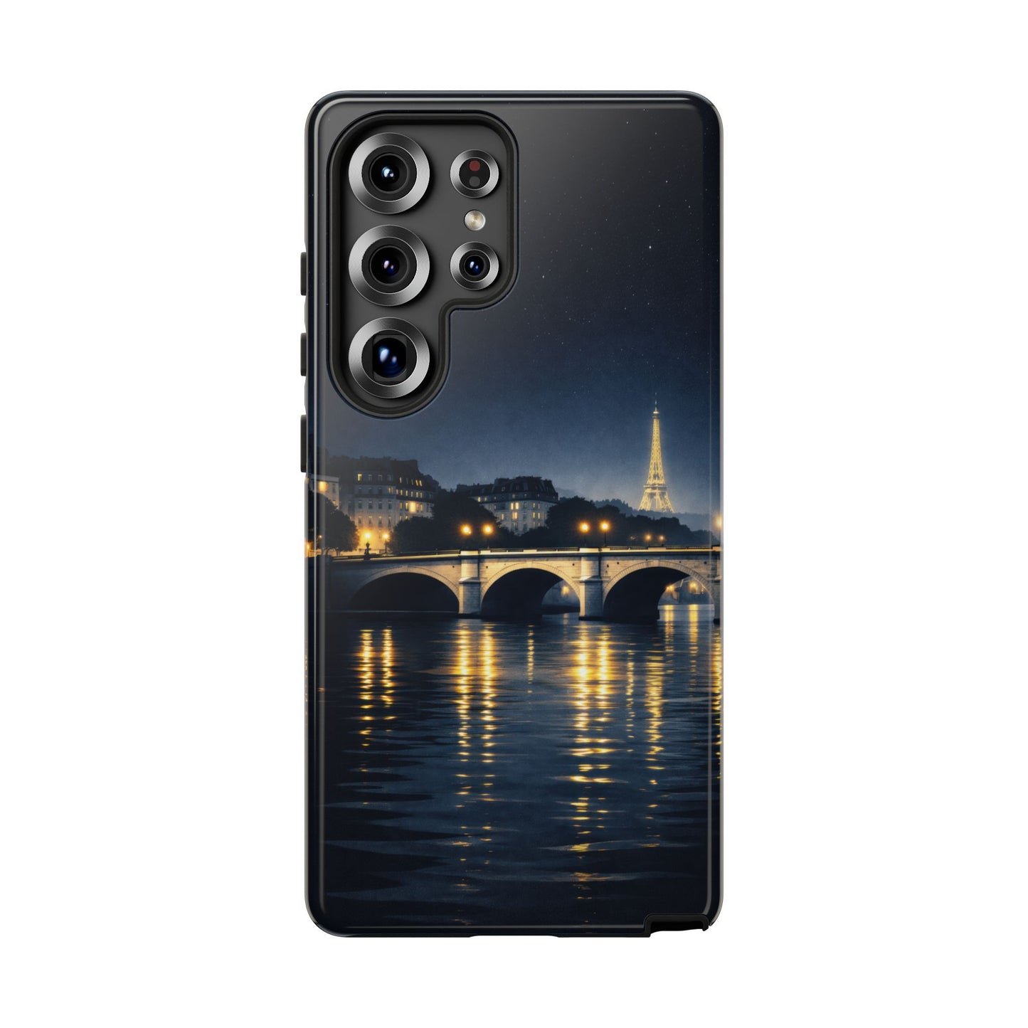 Paris Night Skyline Tough Phone Case — Eiffel Tower Reflections