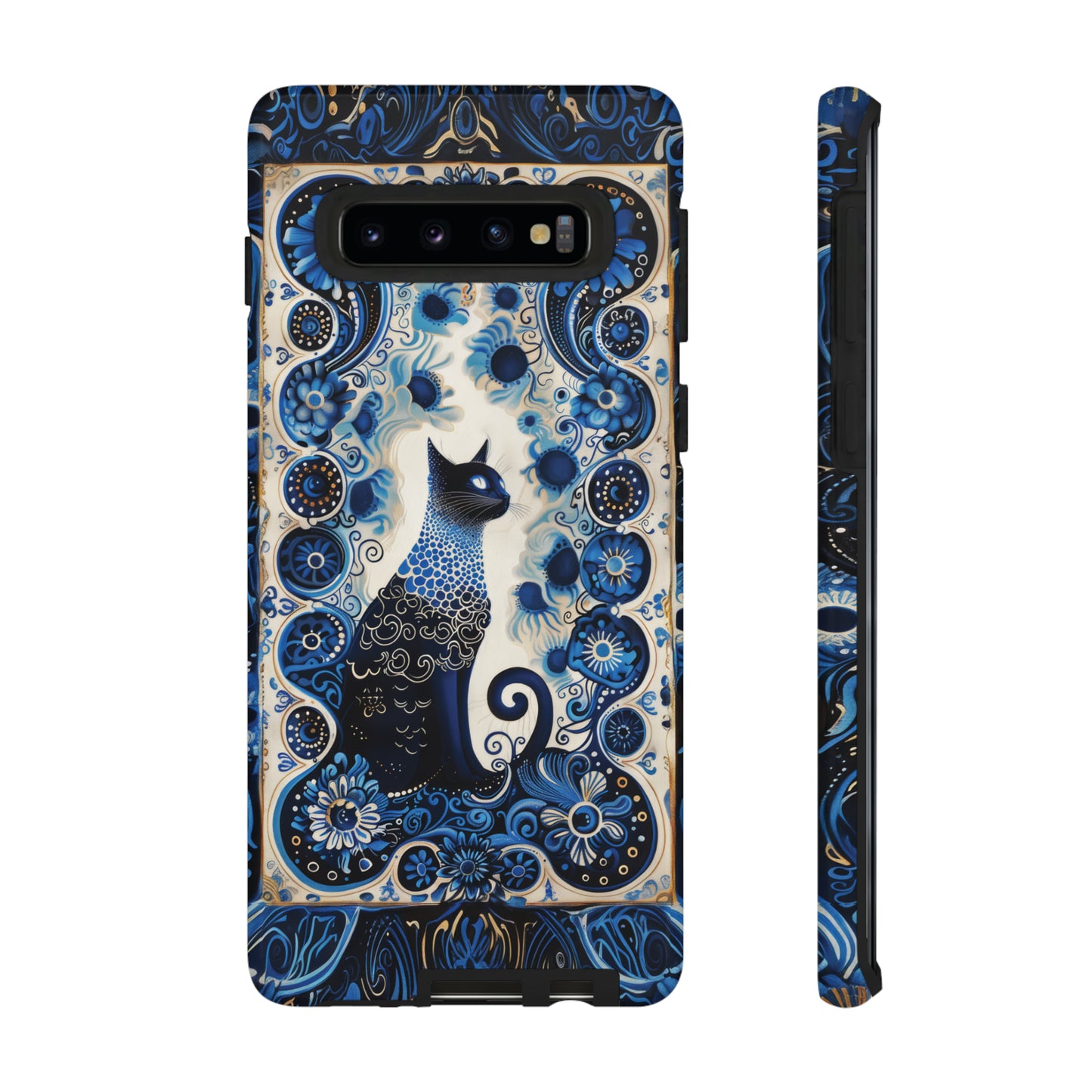 Black cat in frame Tough Cases