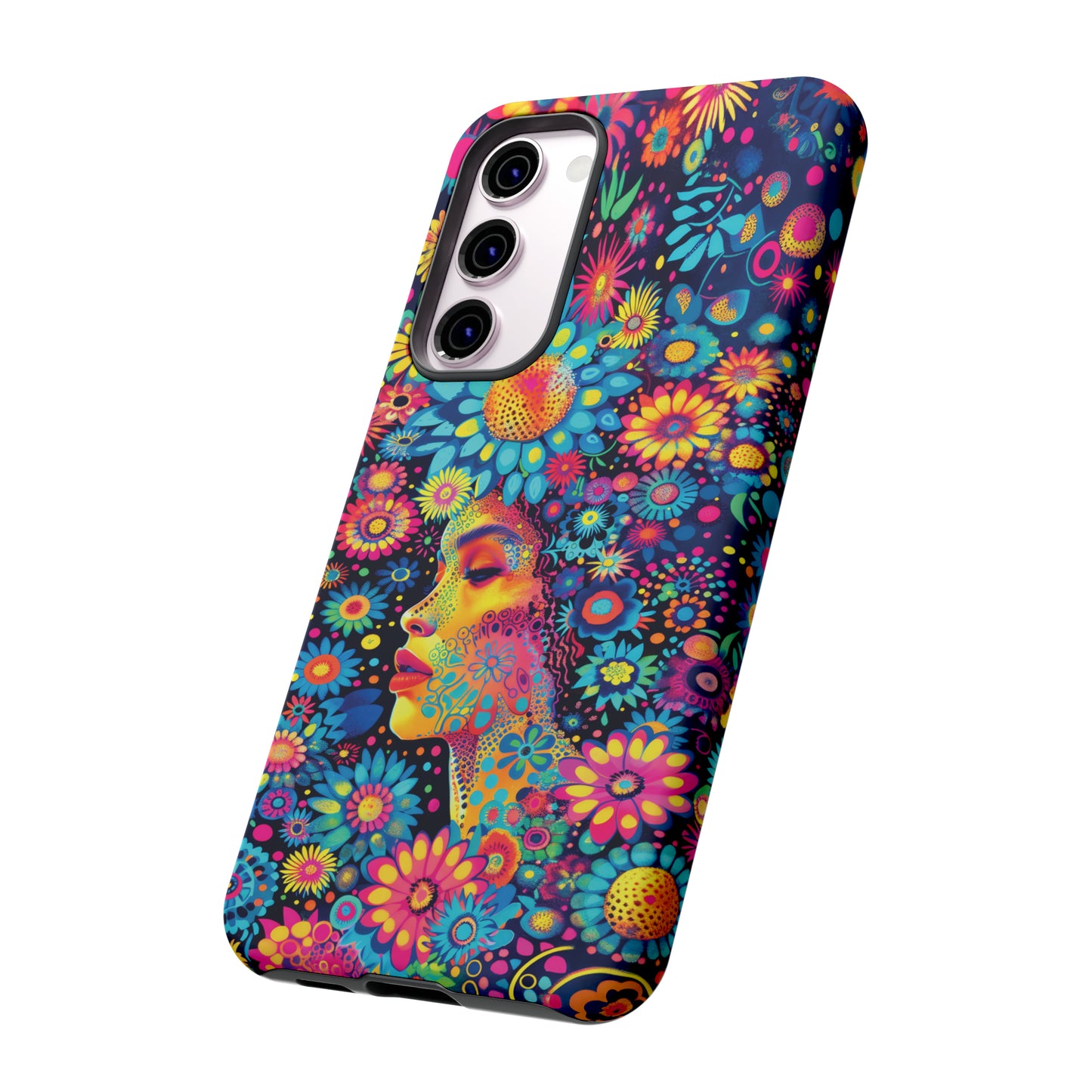 Phone Case, whimsical flower girl, Artistic design, Tough Case, Colorful flower fantasy design, iPhone 15, 14, 13, 12, 11, Samsung, Pixel