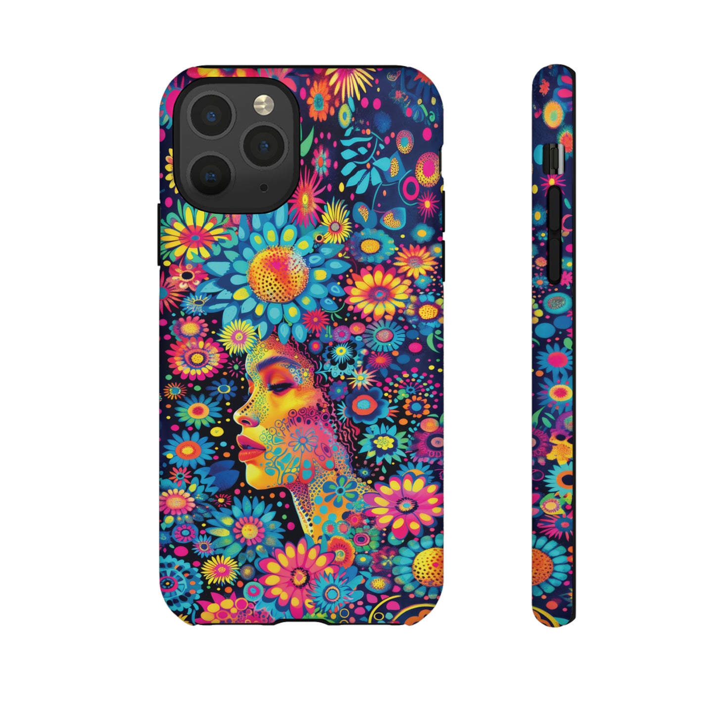 Phone Case, whimsical flower girl, Artistic design, Tough Case, Colorful flower fantasy design, iPhone 15, 14, 13, 12, 11, Samsung, Pixel