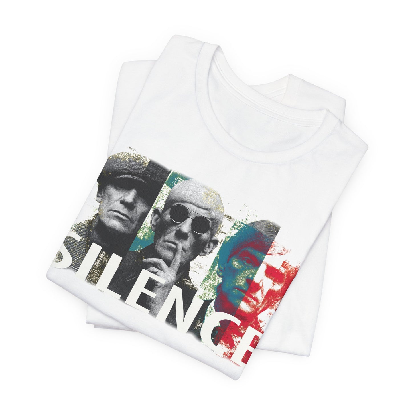 Silence Graphic Tee — Vintage Film Noir Faces T‑Shirt