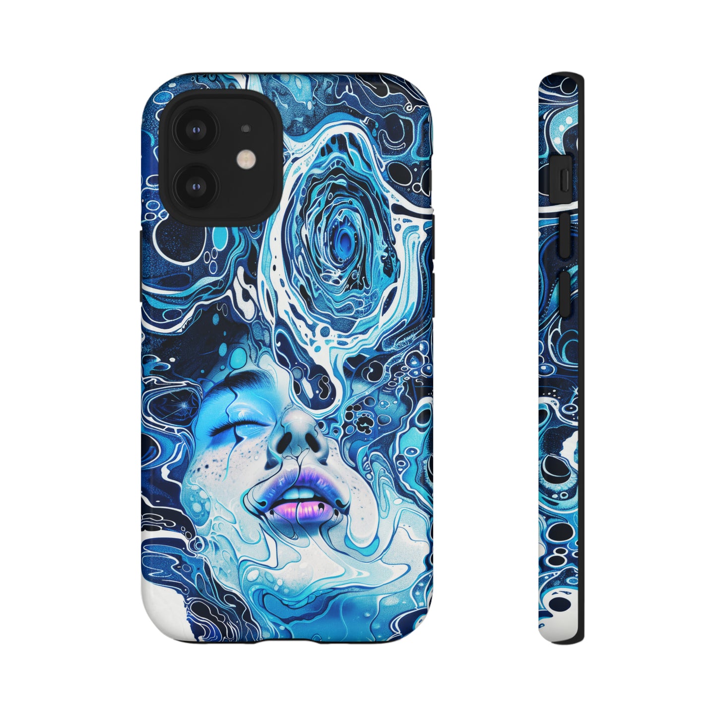 Phone Case, whimsical water fantasy design, blue woman in water, Artistic design, Tough Case, , iPhone 15, 14, 13, 12, 11, Samsung, Pixel