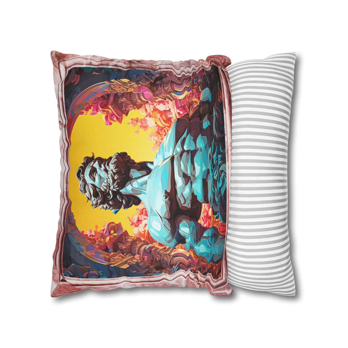 Hercules in a faux pink marble frame 18"x18" Square Pillow Case