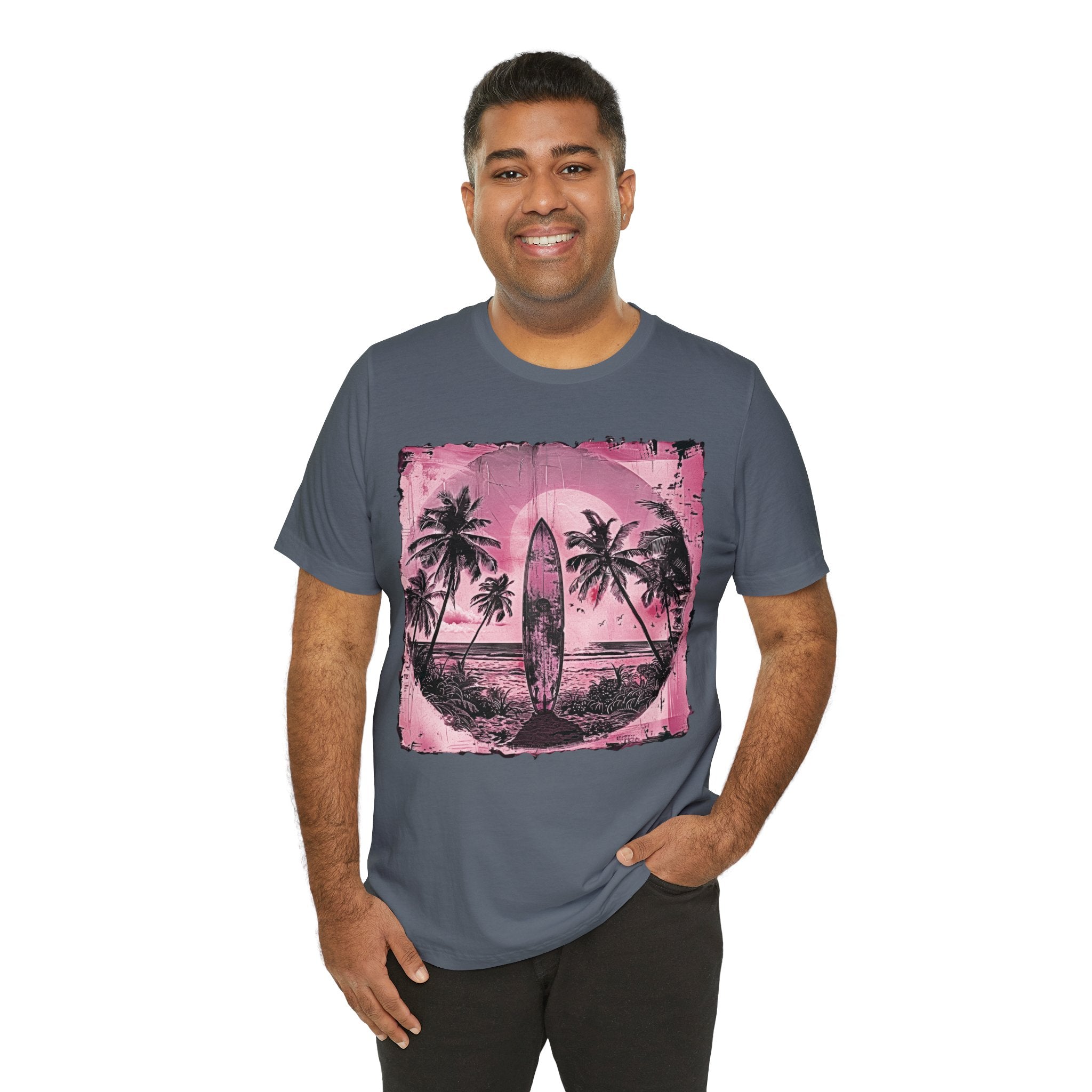 Pink vintage surfboard Unisex Jersey Short Sleeve Tee