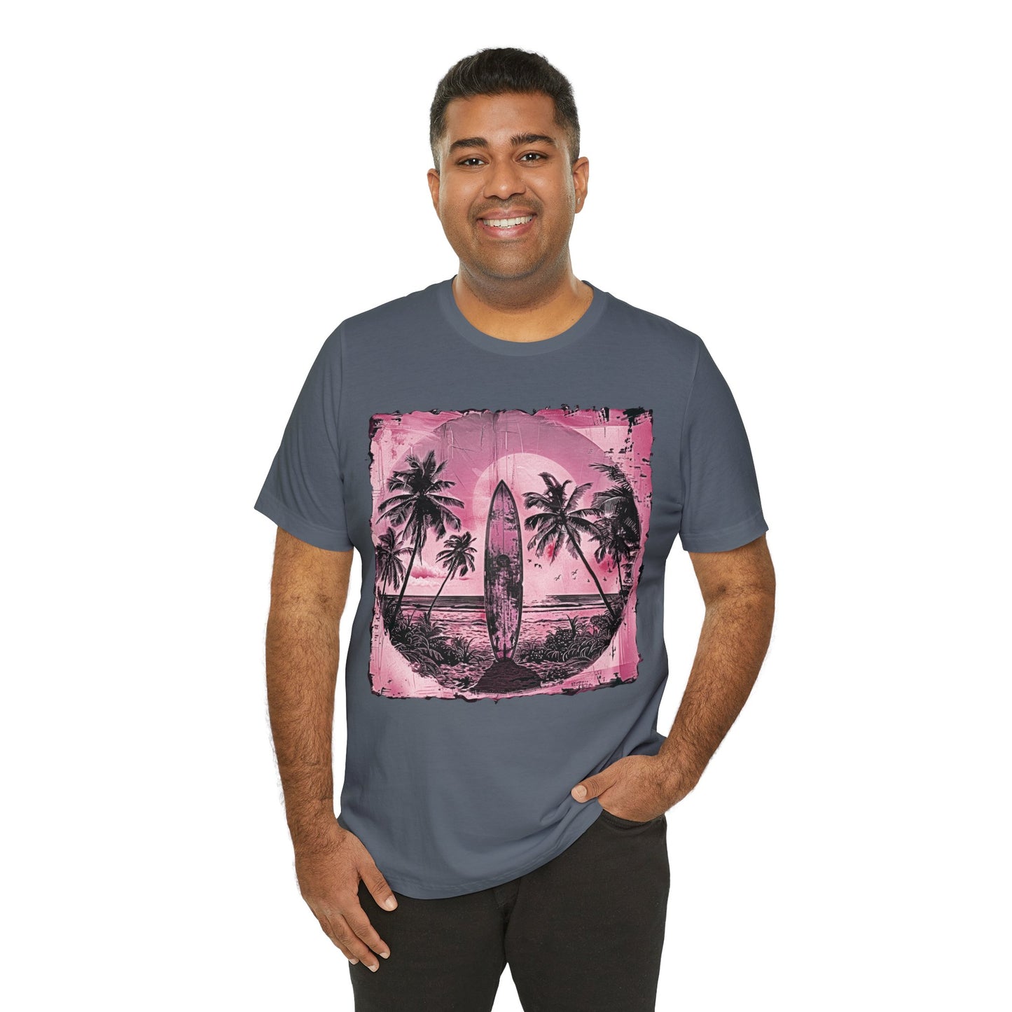 Pink vintage surfboard Unisex Jersey Short Sleeve Tee