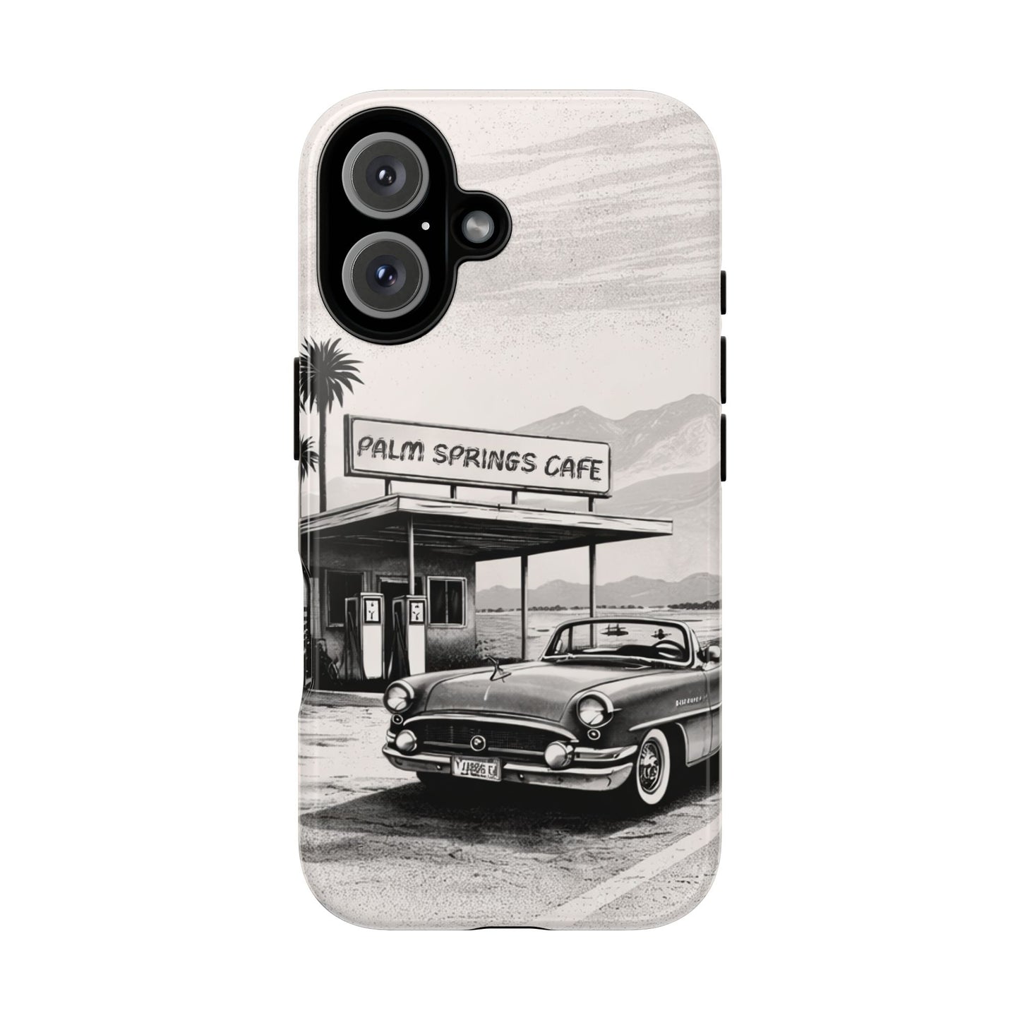 Vintage Palm Springs Cafe Phone Case – Retro Convertible Roadtrip Design