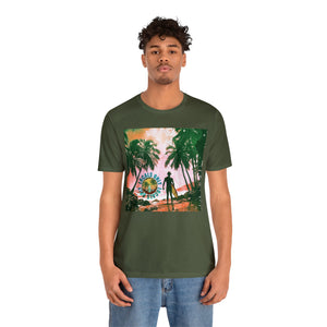 Beach scene with Locals Only stamp Unisex Jersey Short Sleeve Tee