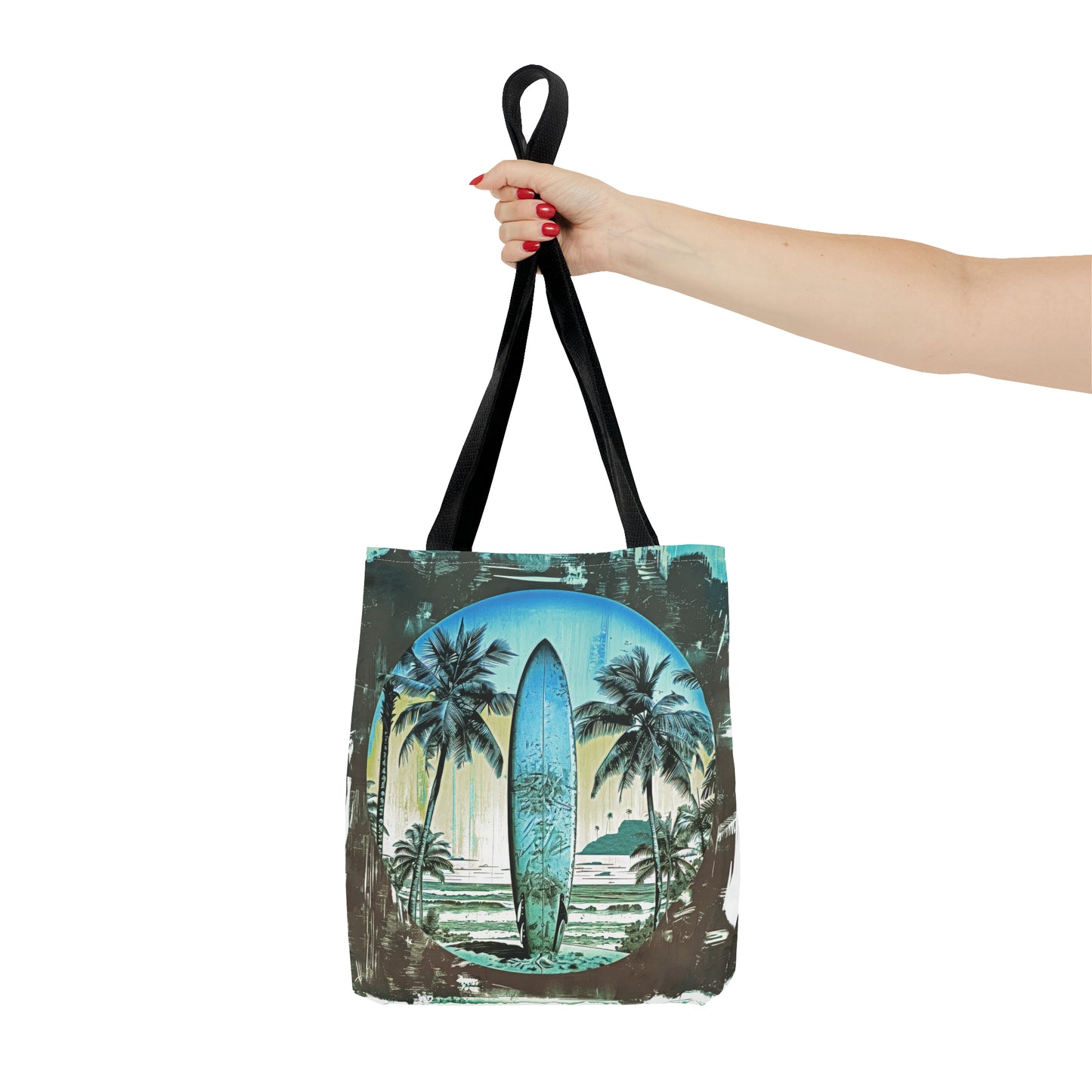 Blue surfboard Tote Bag (AOP)