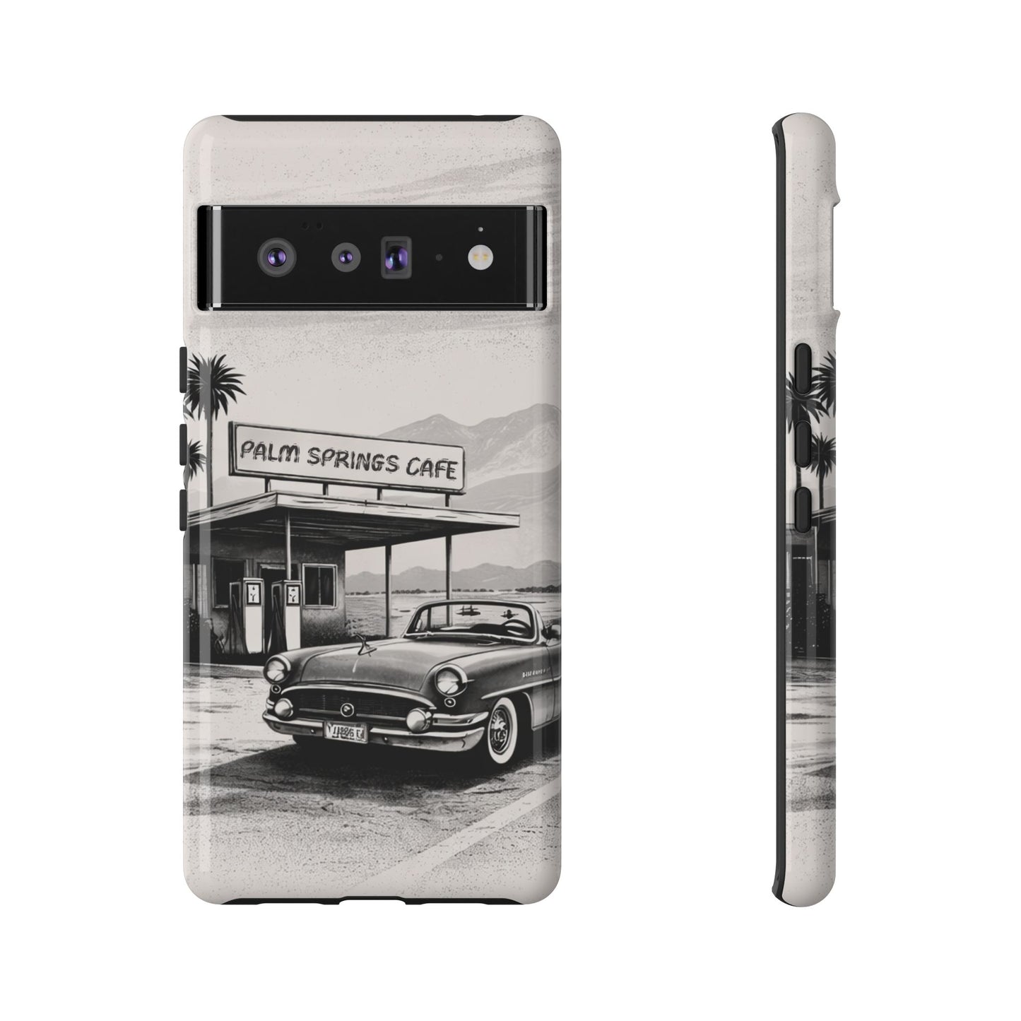 Vintage Palm Springs Cafe Phone Case – Retro Convertible Roadtrip Design