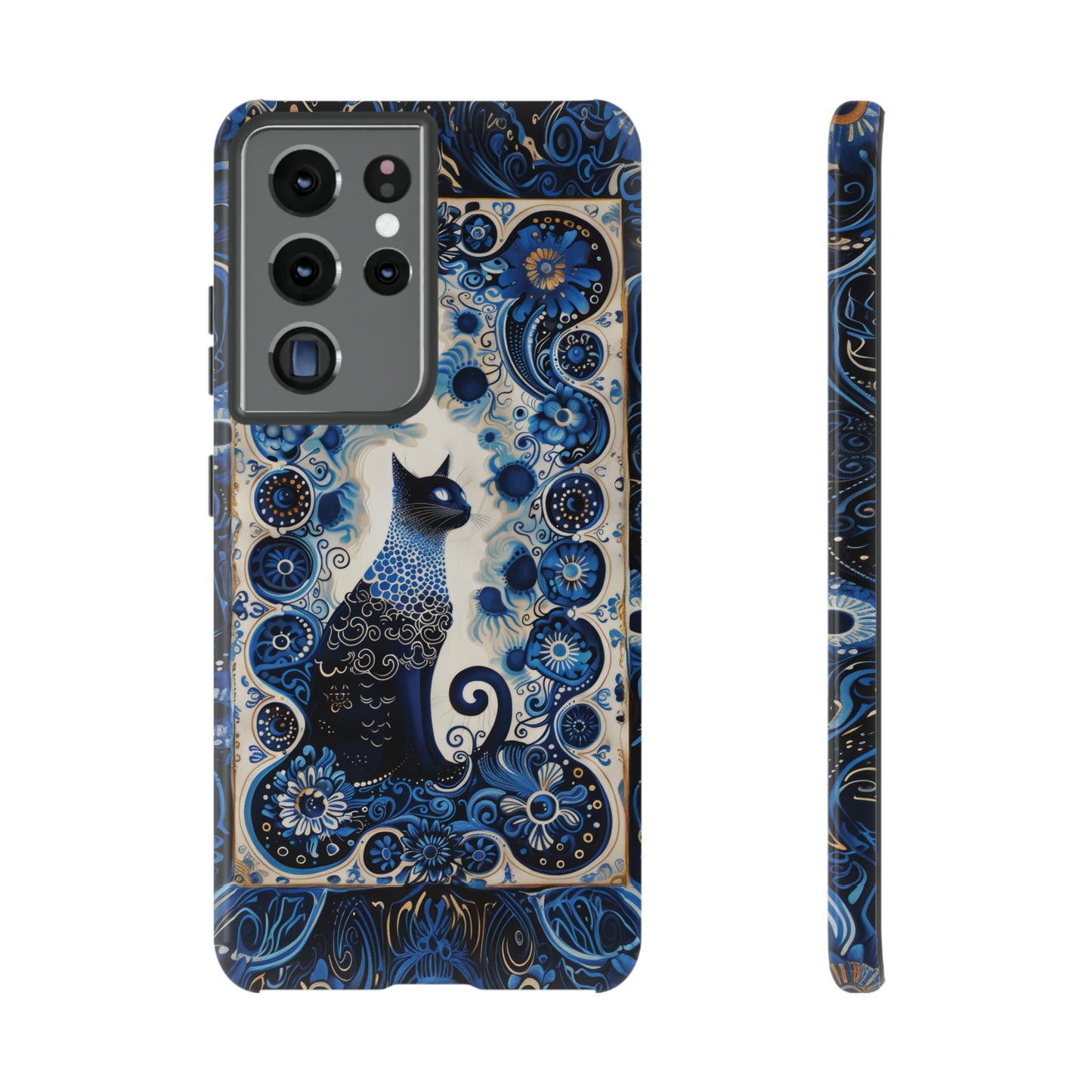 Black cat in frame Tough Cases