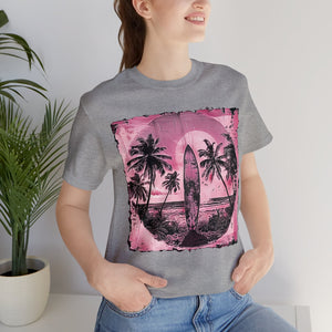 Pink vintage surfboard Unisex Jersey Short Sleeve Tee