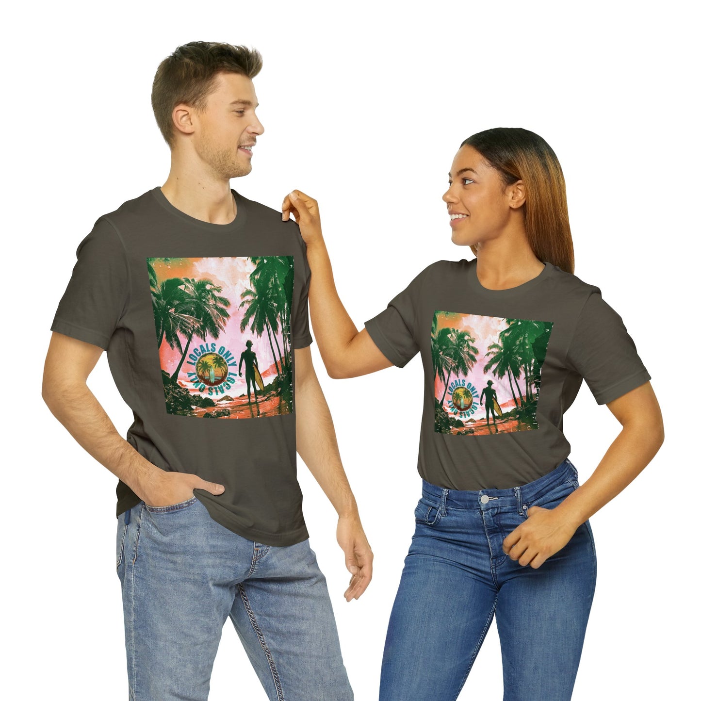 Beach scene with Locals Only stamp Unisex Jersey Short Sleeve Tee