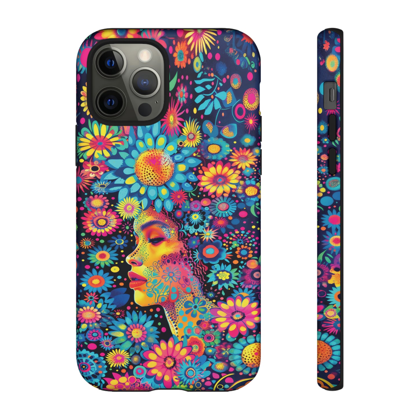 Phone Case, whimsical flower girl, Artistic design, Tough Case, Colorful flower fantasy design, iPhone 15, 14, 13, 12, 11, Samsung, Pixel