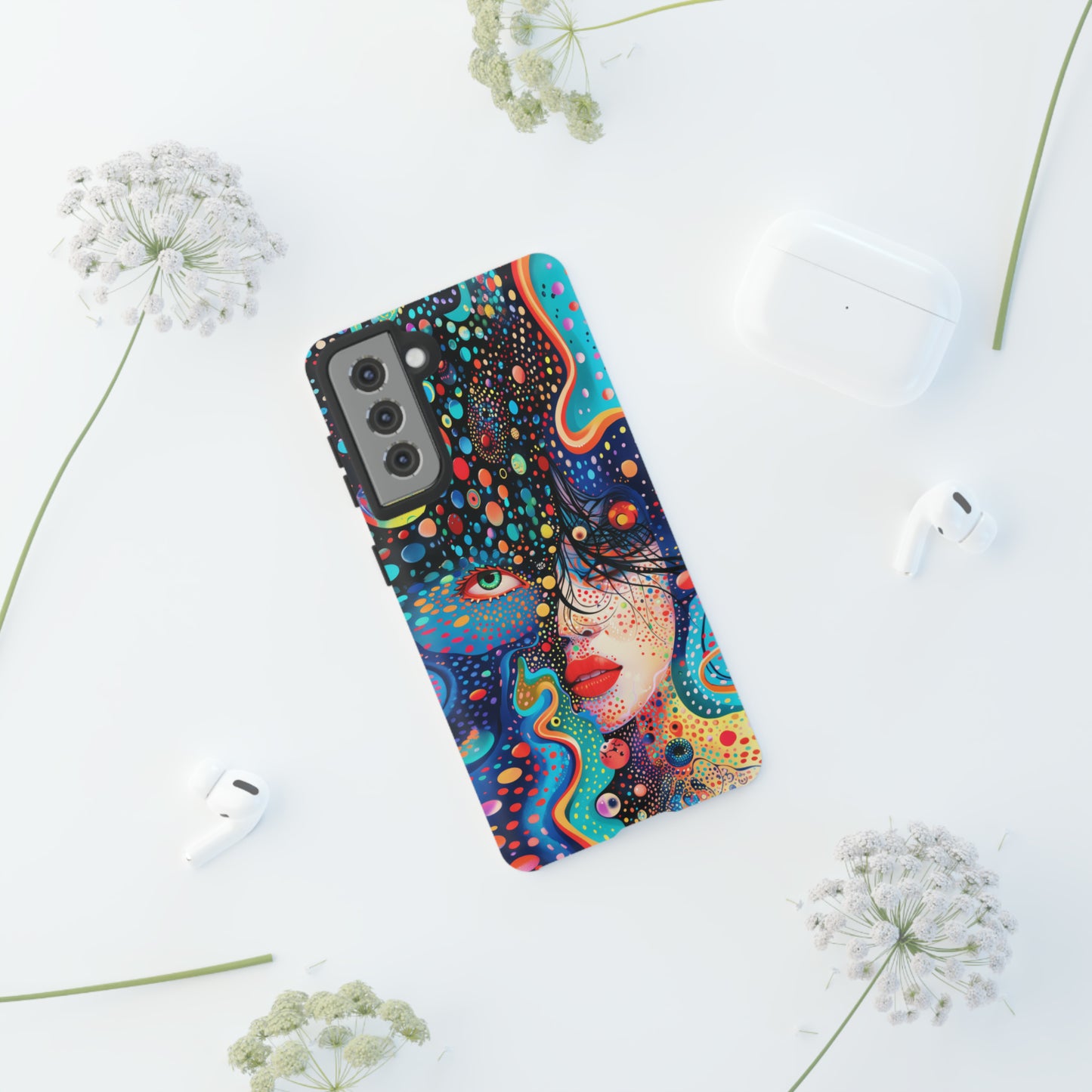 Phone Case, dream in color, Artistic design, Tough Case, Colorful whimsical flower design, iPhone 15, 14, 13, 12, 11, Samsung, Pixel