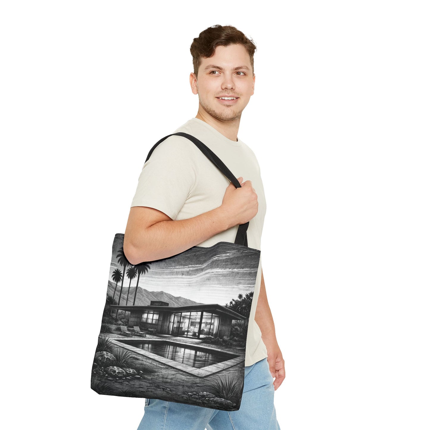 Midcentury Modern Palm Springs Pool House Tote, Palm Spring vintage vibe, midcentury modern tote