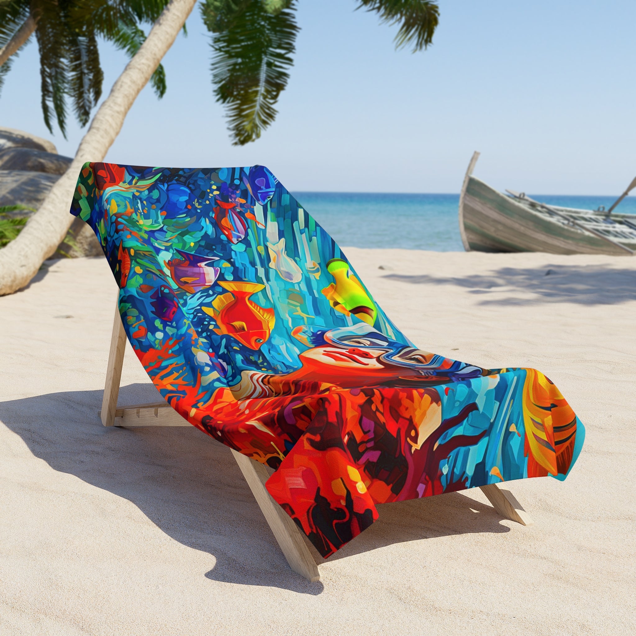 Swimming on the reef Beach Towel