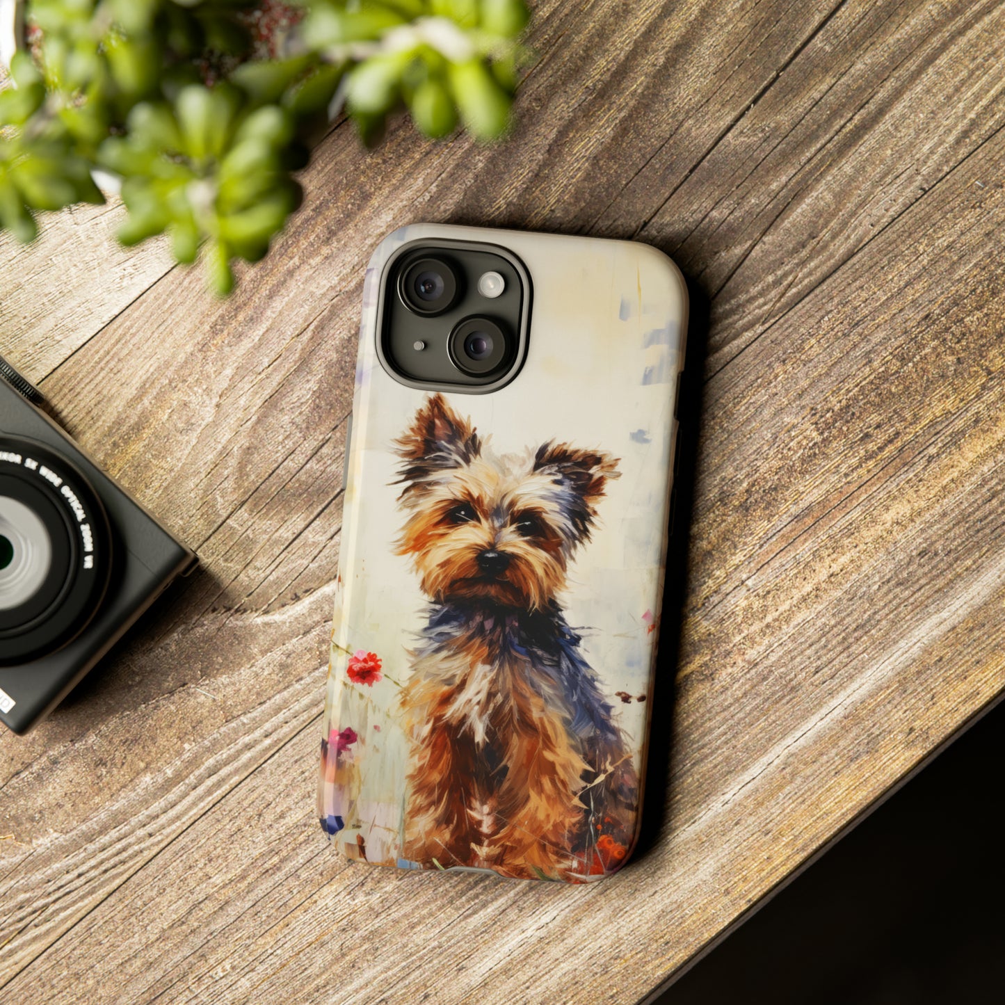 Yorkie in flowers Tough Cases