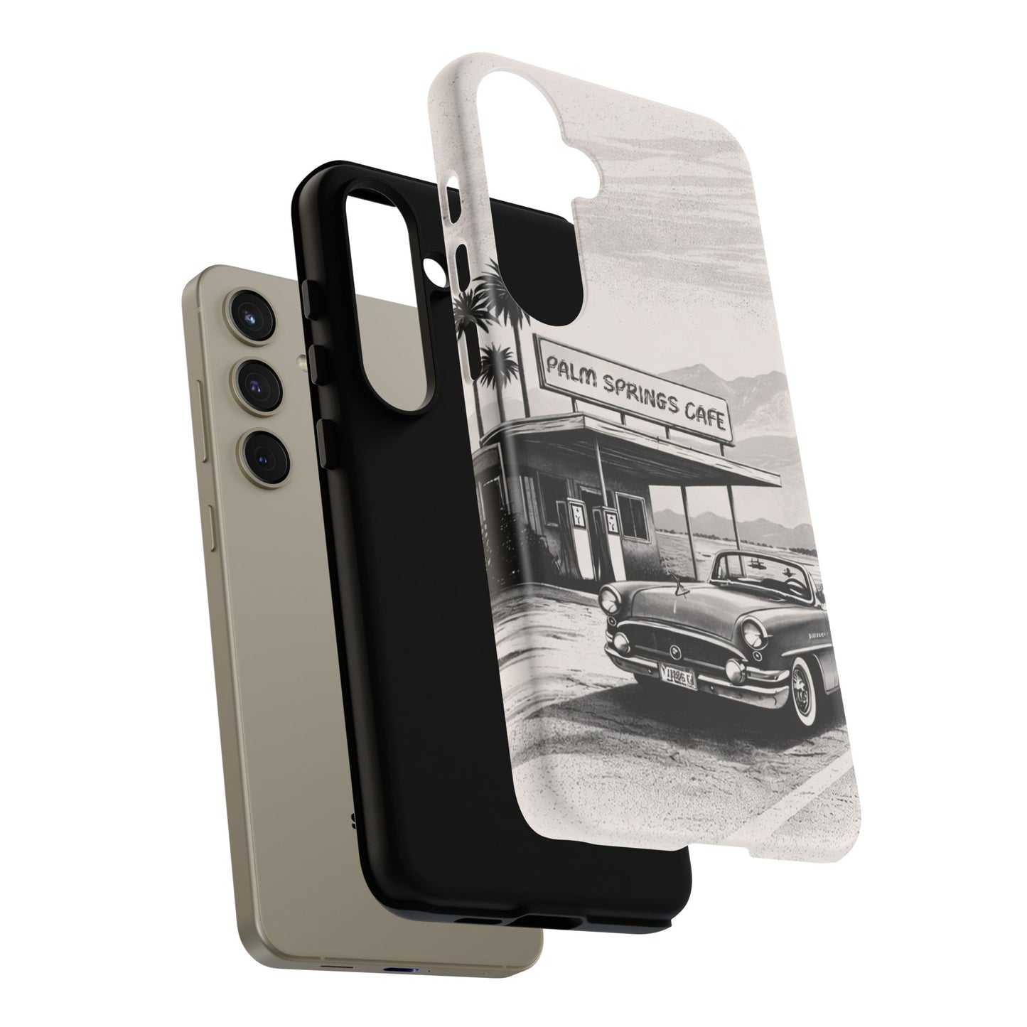 Vintage Palm Springs Cafe Phone Case – Retro Convertible Roadtrip Design