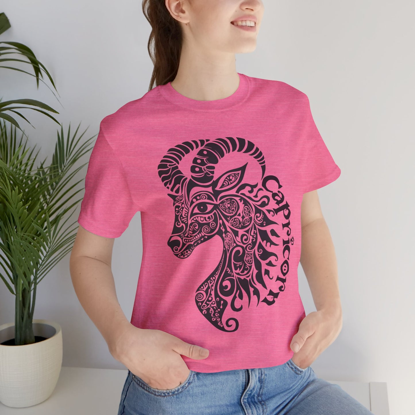Capricorn with black graphic Unisex Jersey Short Sleeve Tee