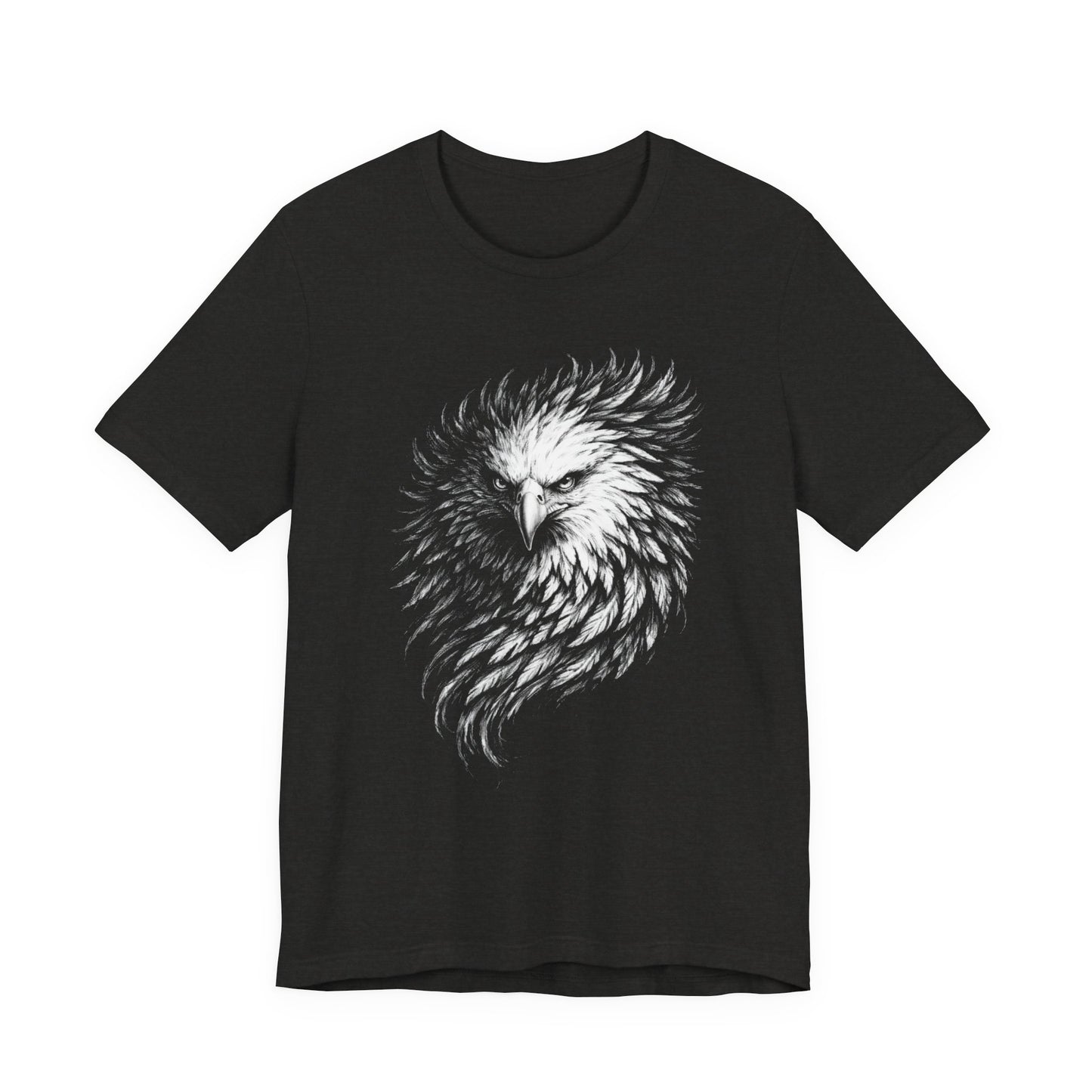 Eagle Head Feather Art T-Shirt in a chalk style, Majestic Eagle Illustration Tee