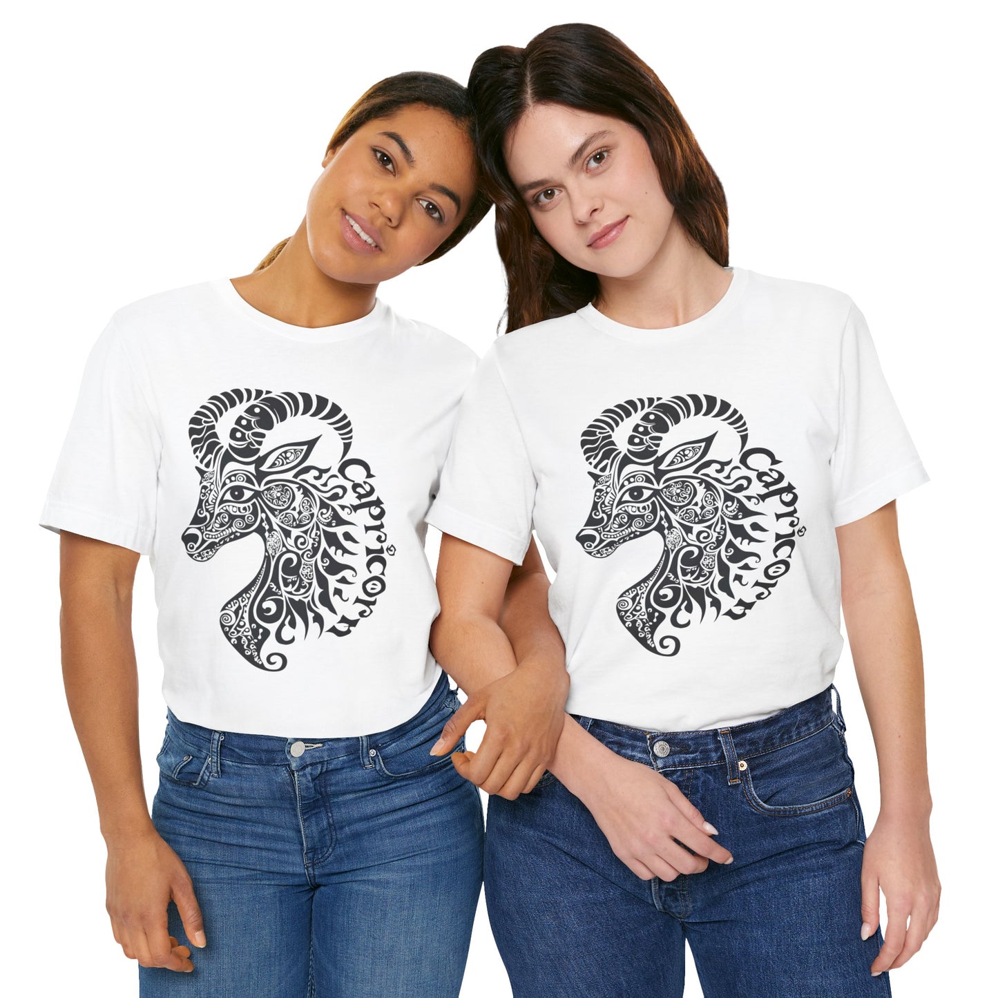 Capricorn with black graphic Unisex Jersey Short Sleeve Tee