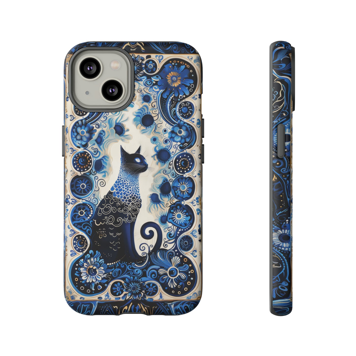 Black cat in frame Tough Cases