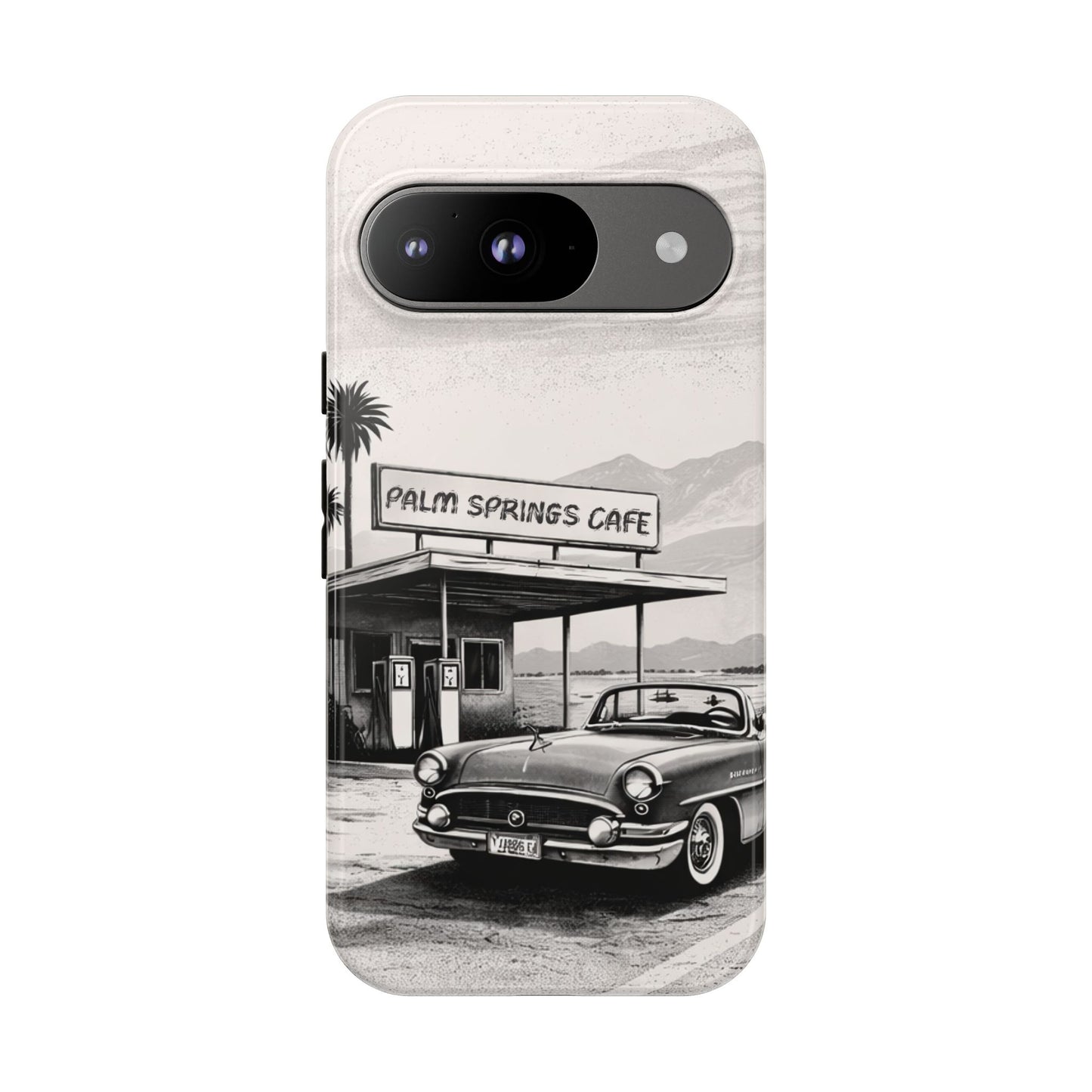 Vintage Palm Springs Cafe Phone Case – Retro Convertible Roadtrip Design