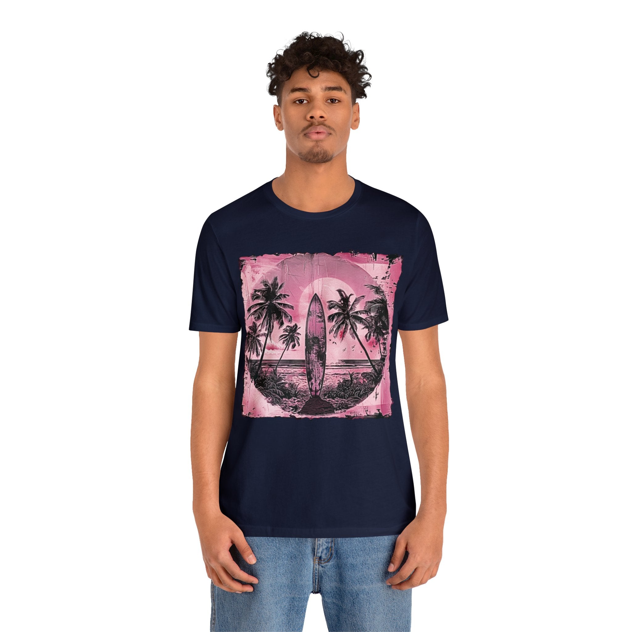 Pink vintage surfboard Unisex Jersey Short Sleeve Tee