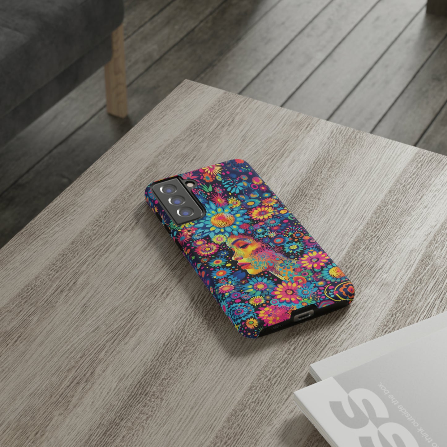 Phone Case, whimsical flower girl, Artistic design, Tough Case, Colorful flower fantasy design, iPhone 15, 14, 13, 12, 11, Samsung, Pixel