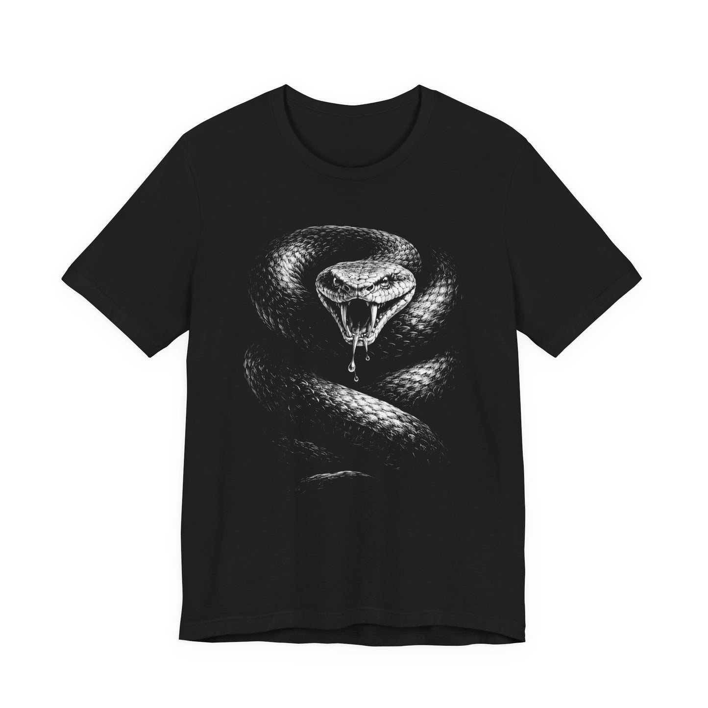 Snake Graphic Tee in chalk drawing style— Coiled Rattlesnake Vintage Snakebite Design
