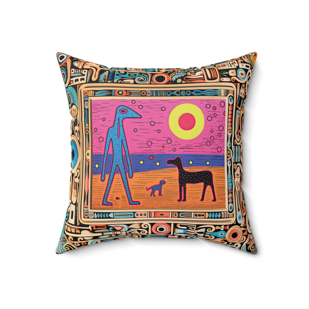 Blue Man on the Beach Square Pillow