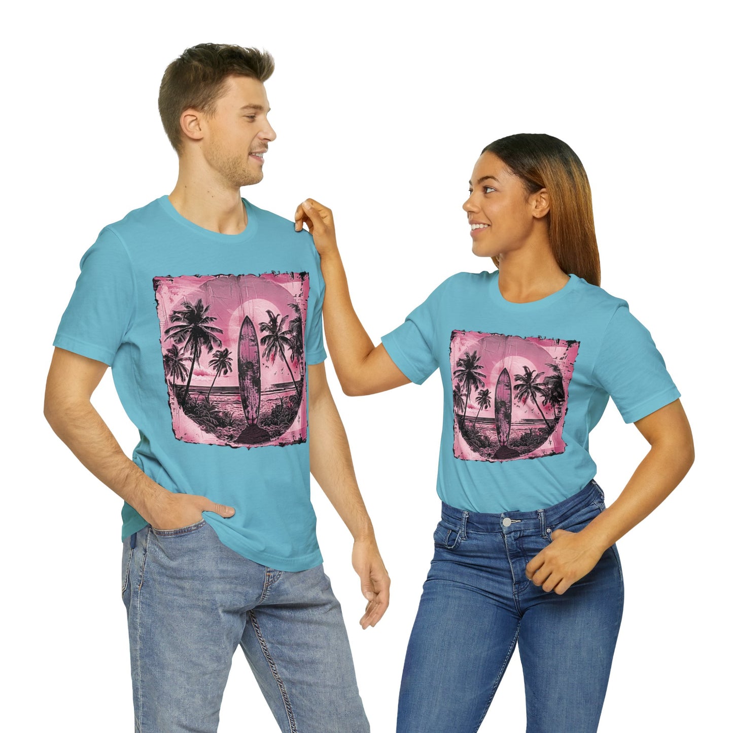 Pink vintage surfboard Unisex Jersey Short Sleeve Tee