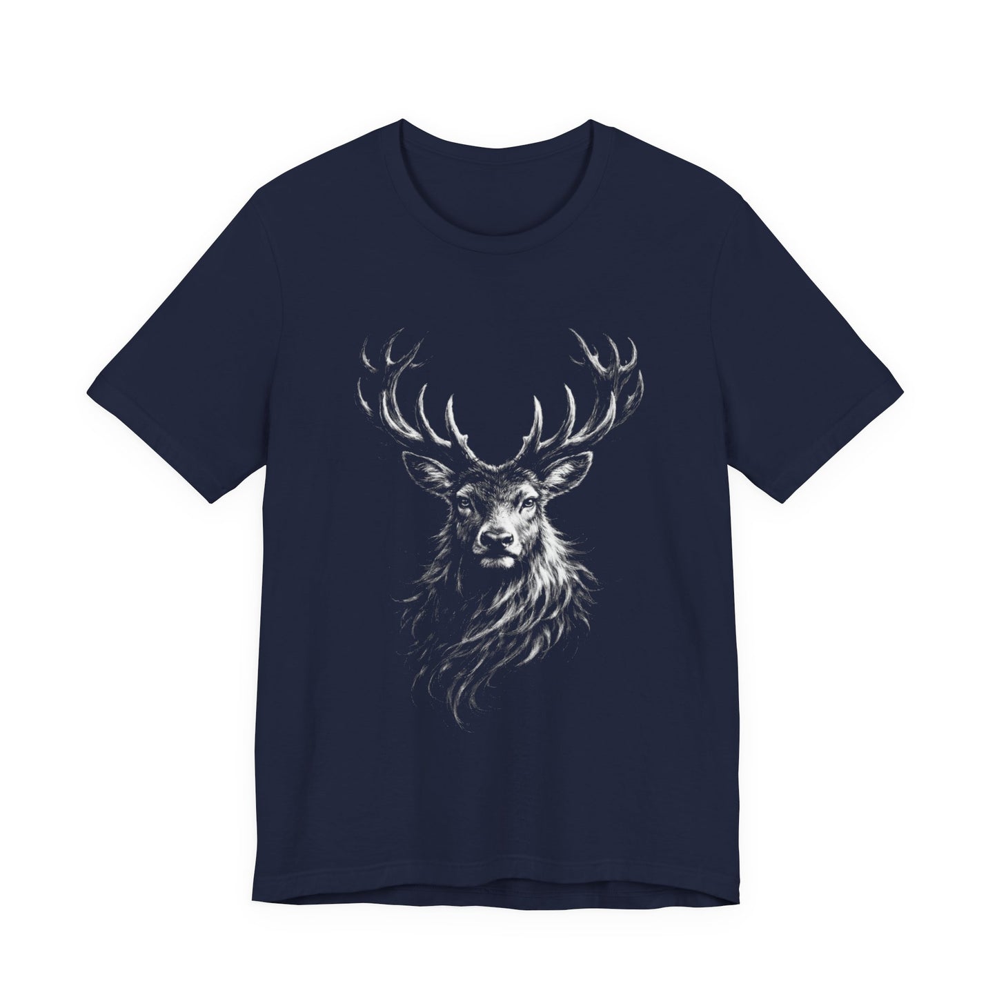 Stag Deer Charcoal Drawing Shirt – Wilderness Wildlife Art Tee, Unisex Jersey Short Sleeve Tee