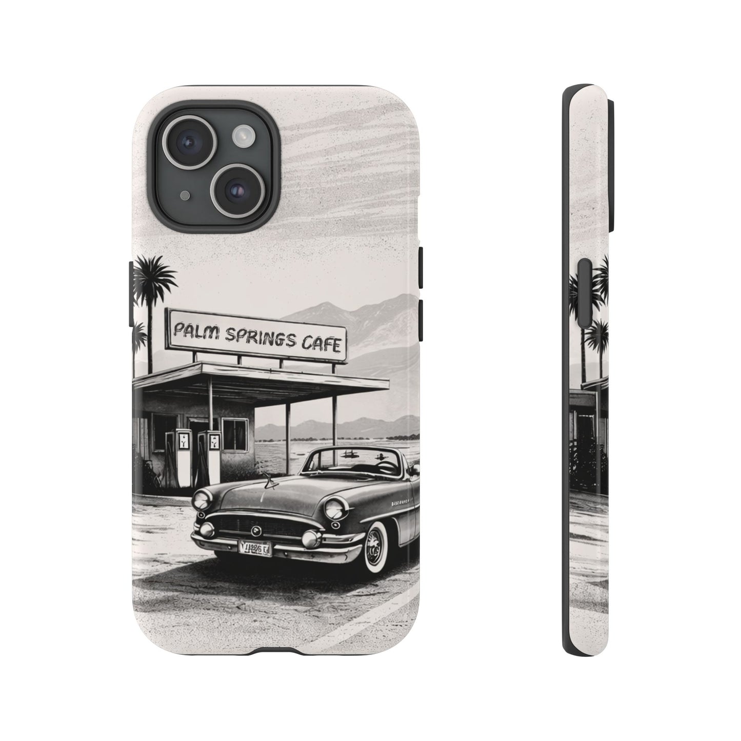 Vintage Palm Springs Cafe Phone Case – Retro Convertible Roadtrip Design