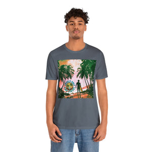 Beach scene with Locals Only stamp Unisex Jersey Short Sleeve Tee