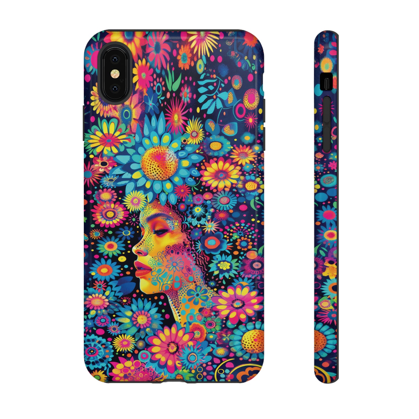 Phone Case, whimsical flower girl, Artistic design, Tough Case, Colorful flower fantasy design, iPhone 15, 14, 13, 12, 11, Samsung, Pixel