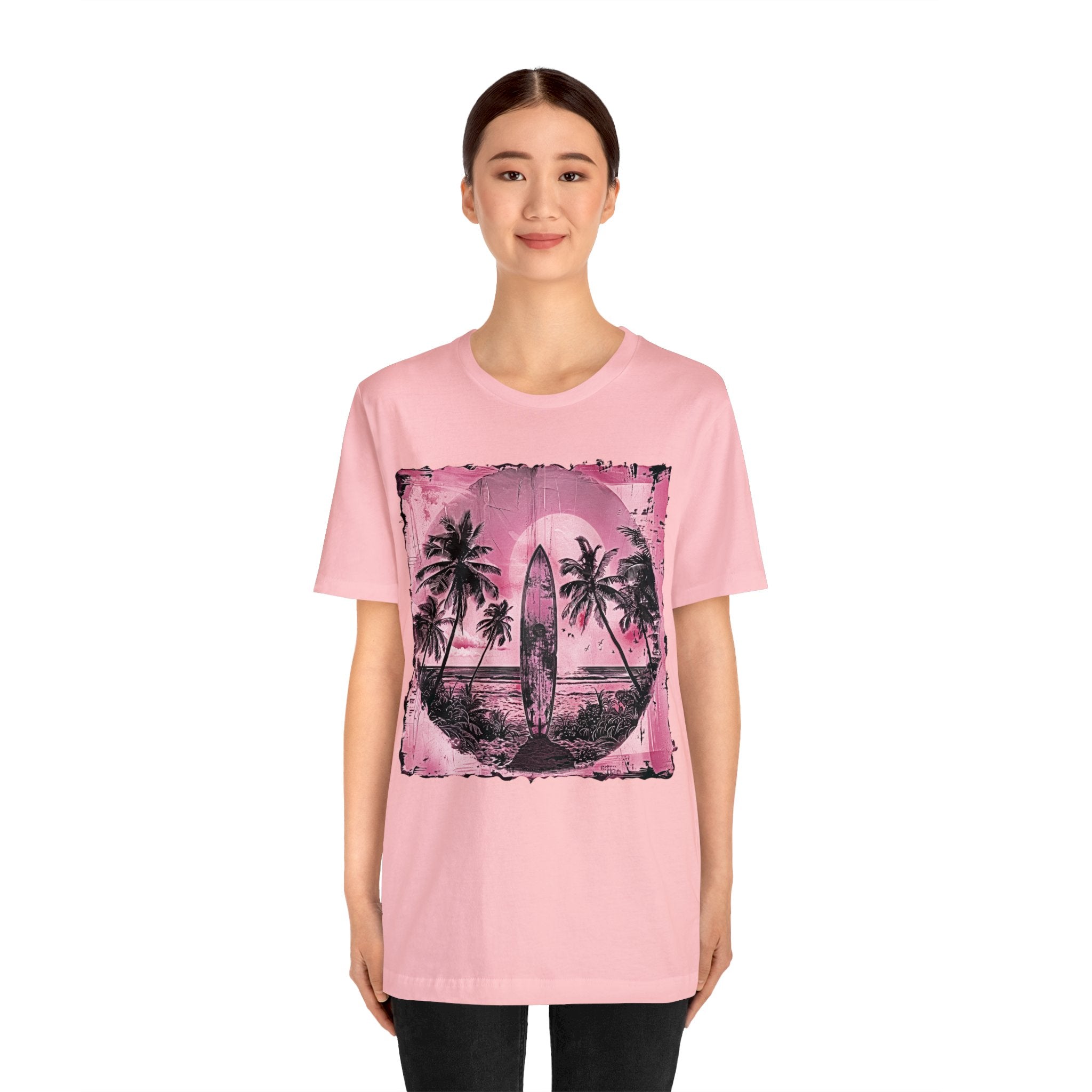 Pink vintage surfboard Unisex Jersey Short Sleeve Tee