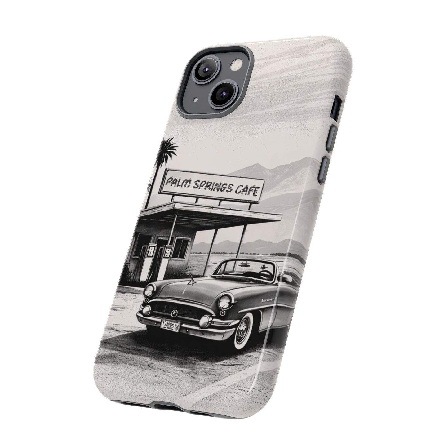 Vintage Palm Springs Cafe Phone Case – Retro Convertible Roadtrip Design