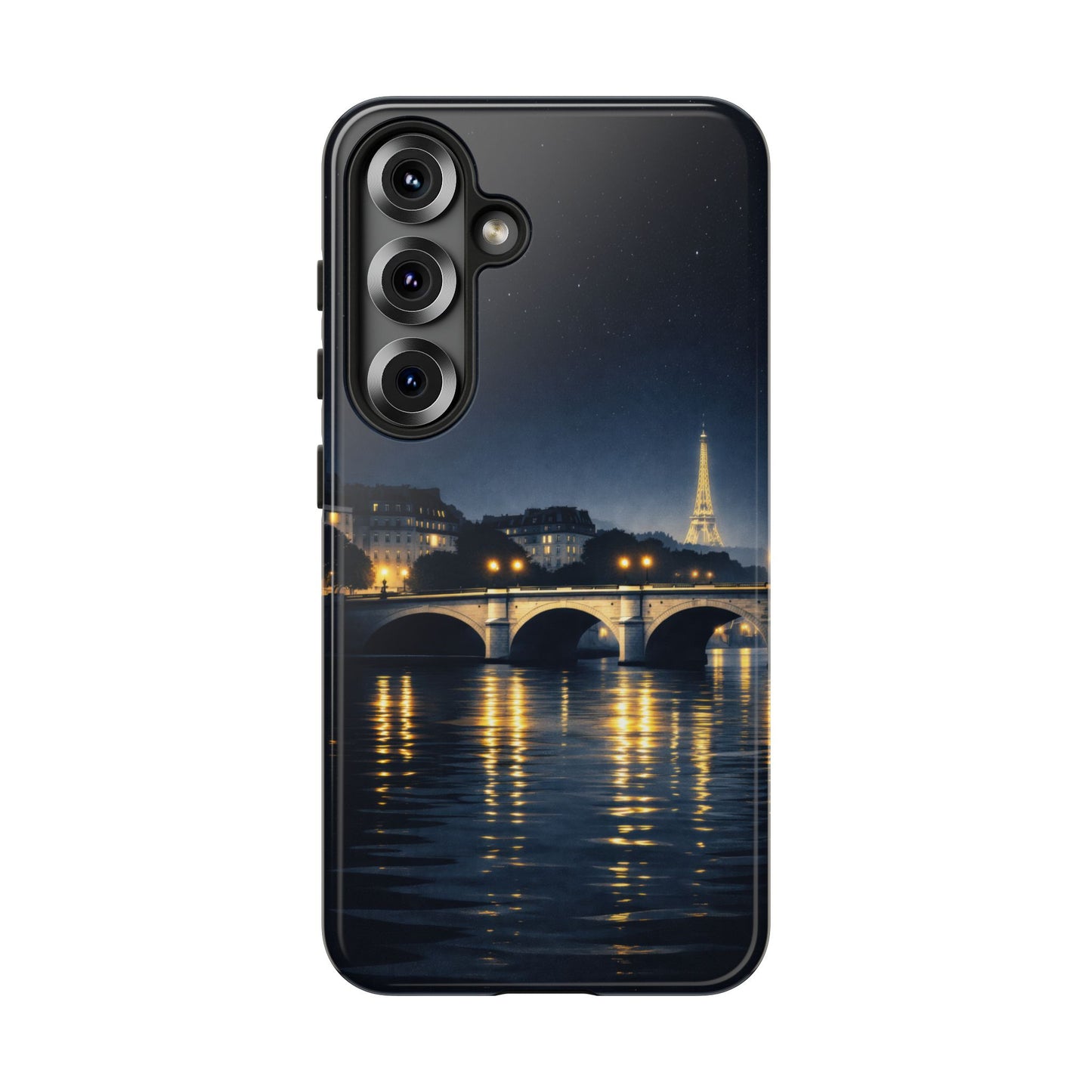 Paris Night Skyline Tough Phone Case — Eiffel Tower Reflections