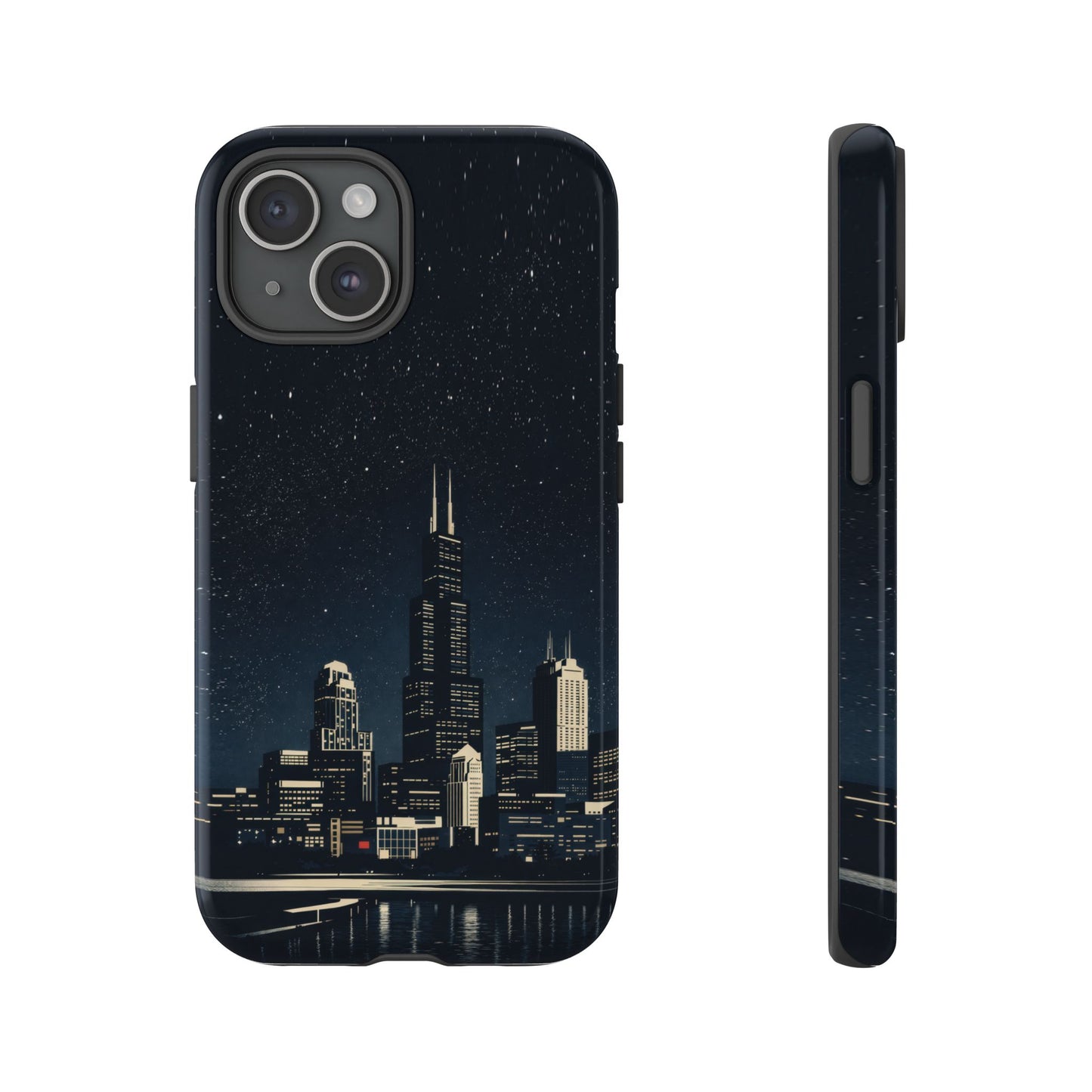 Chicago City Skyline Tough Phone Case – Nighttime Chicago Skyscraper Design