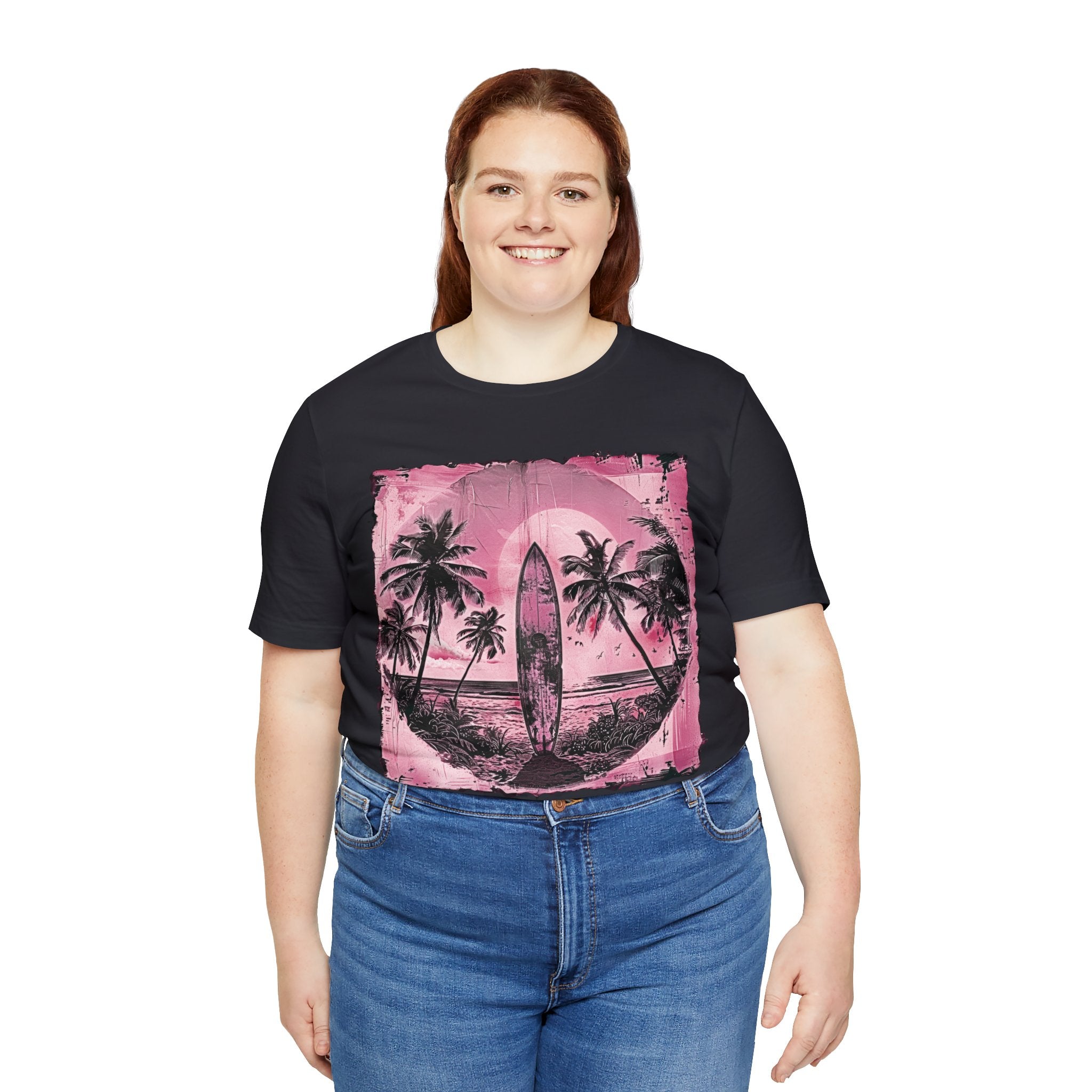 Pink vintage surfboard Unisex Jersey Short Sleeve Tee