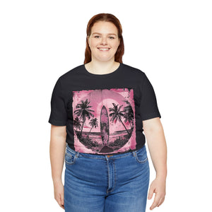Pink vintage surfboard Unisex Jersey Short Sleeve Tee