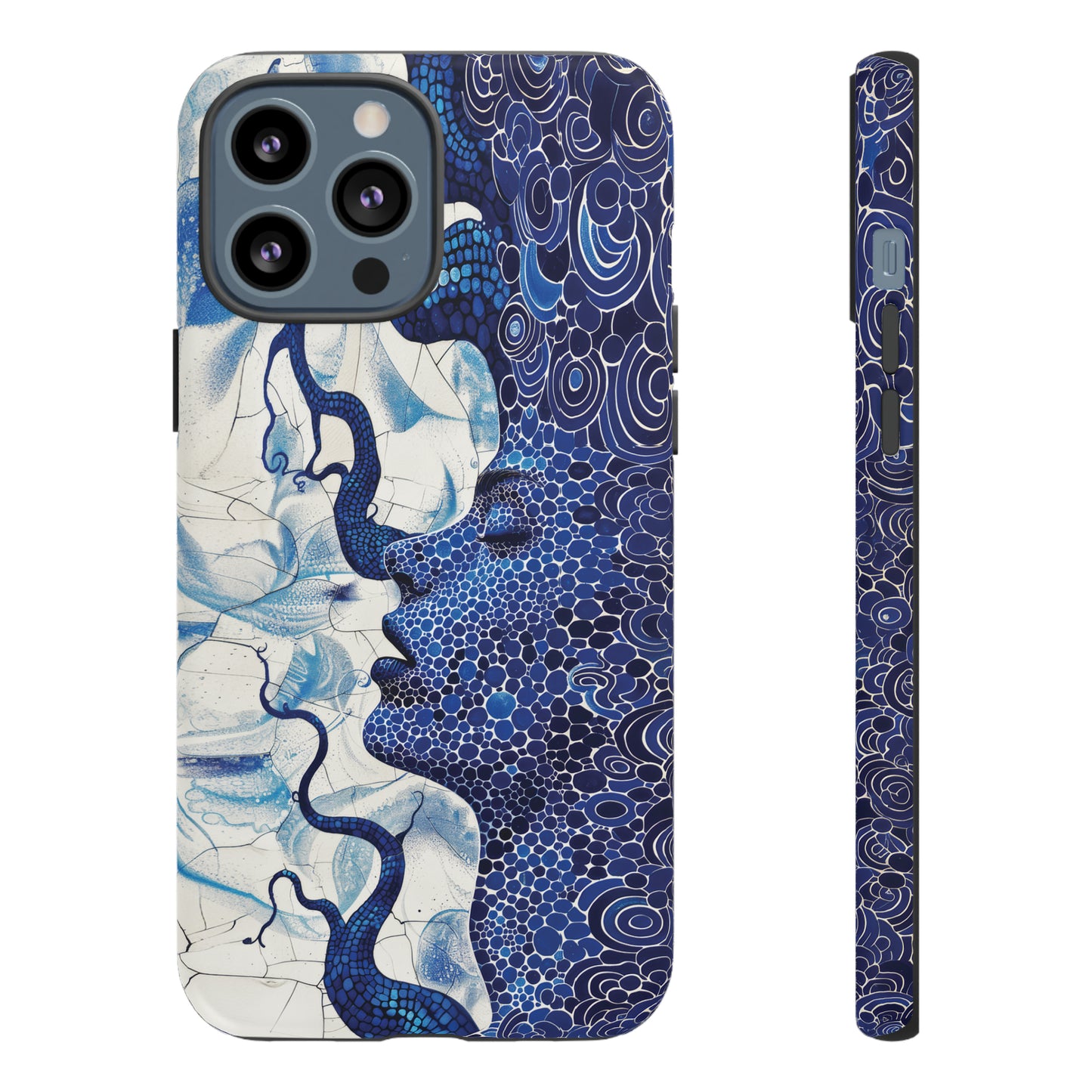 Phone Case, blue woman Artistic design, Tough Case, Colorful whimsical fantasy design, iPhone 15, 14, 13, 12, 11, Samsung, Pixel