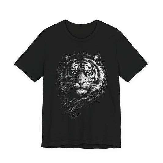 Tiger in chalk drawing style, animal art tee, Unisex Jersey Short Sleeve Tee