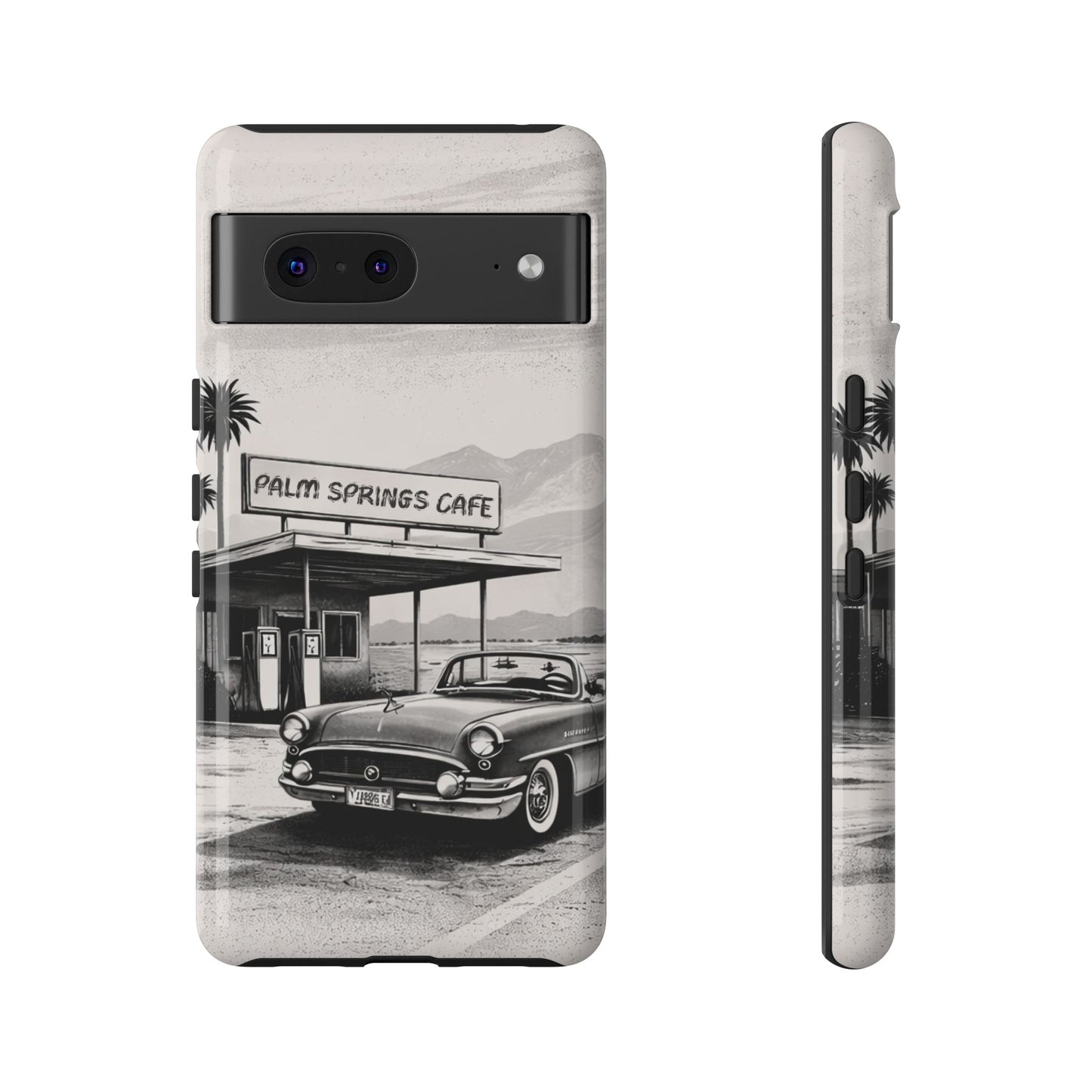 Vintage Palm Springs Cafe Phone Case – Retro Convertible Roadtrip Design