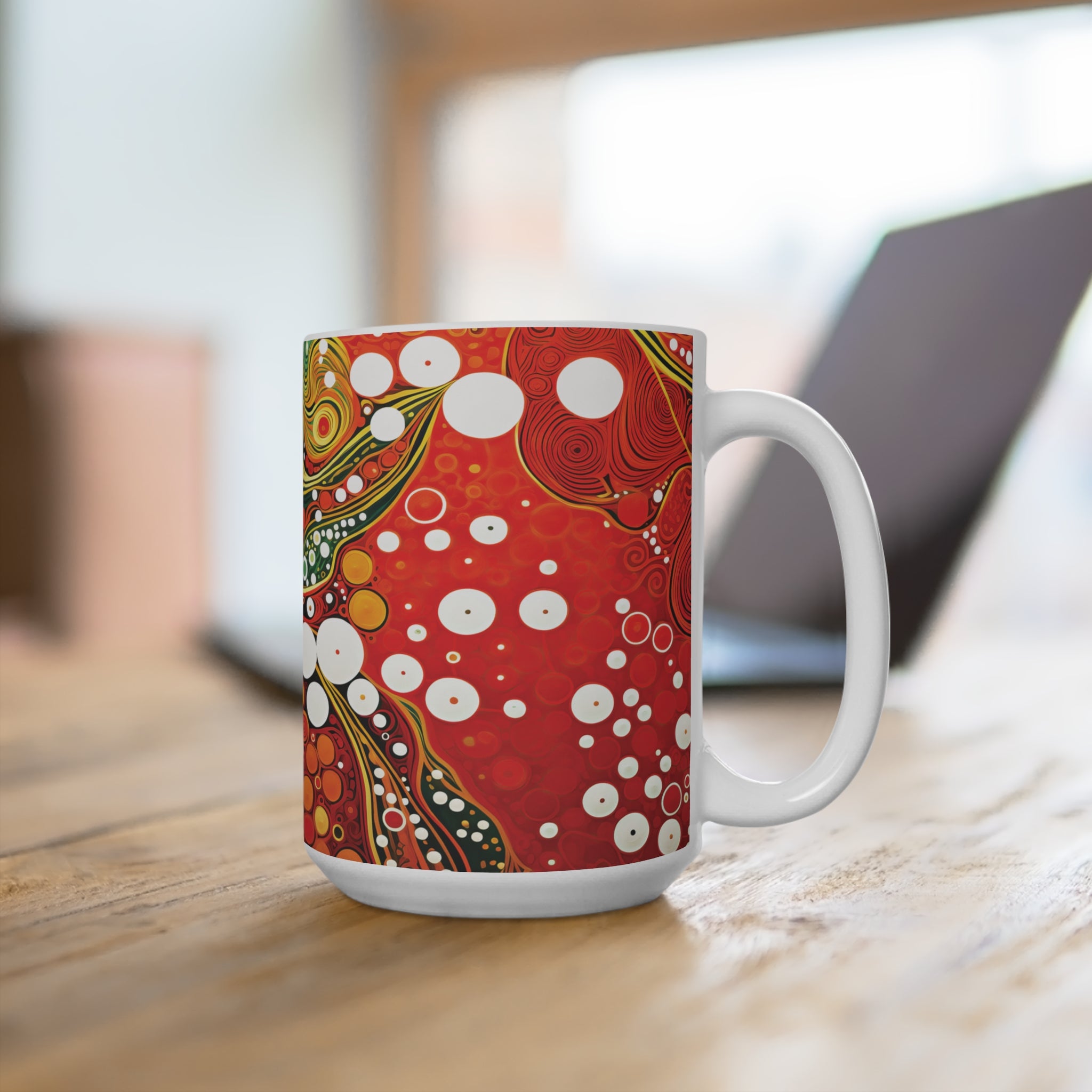 Abstract in Red & Green Mug 15oz