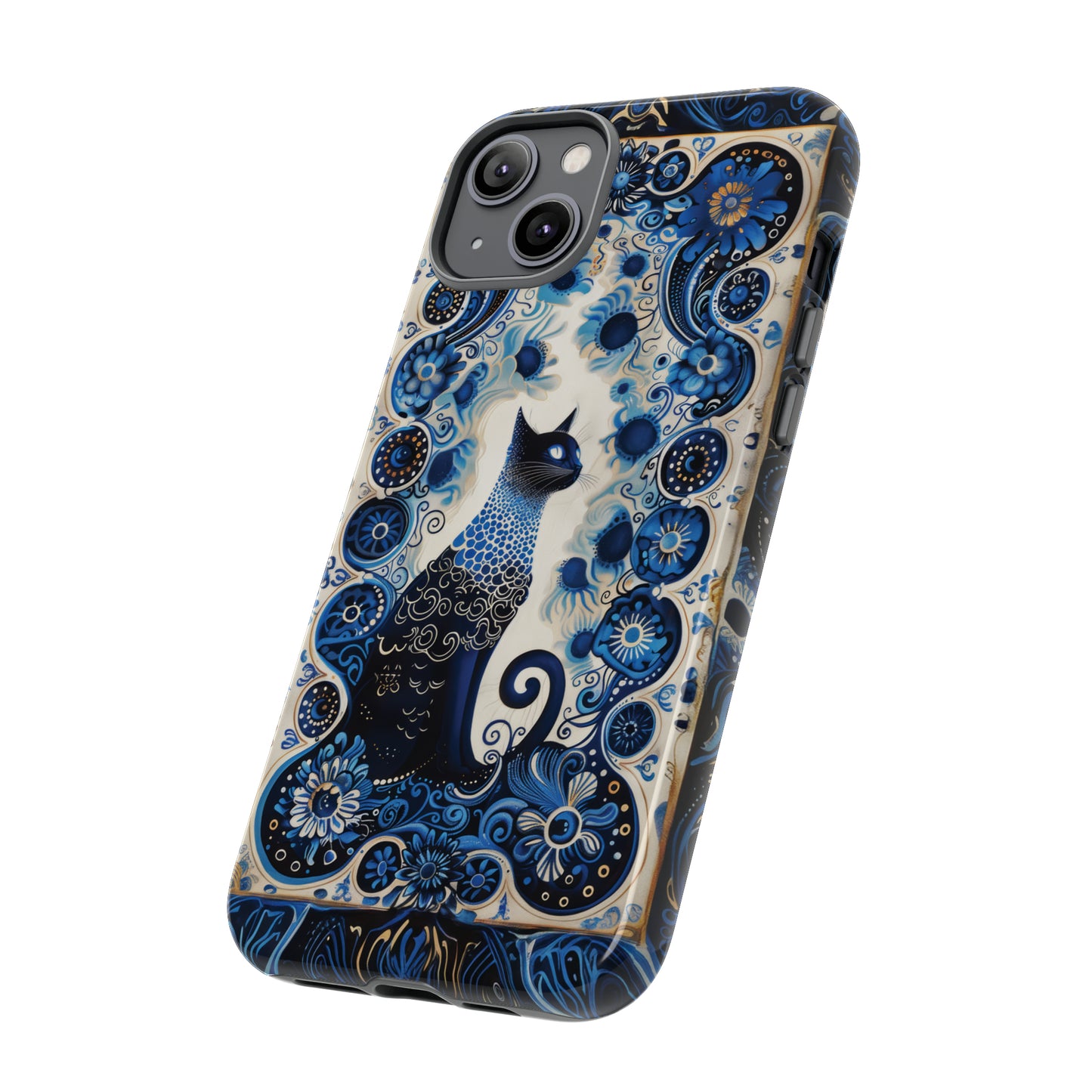 Black cat in frame Tough Cases