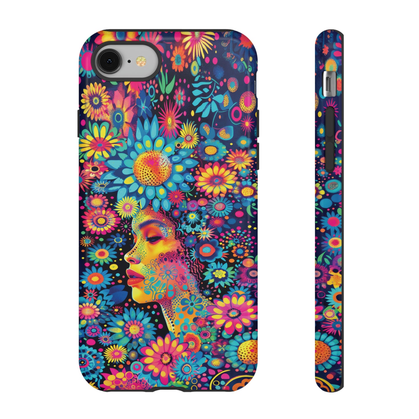 Phone Case, whimsical flower girl, Artistic design, Tough Case, Colorful flower fantasy design, iPhone 15, 14, 13, 12, 11, Samsung, Pixel