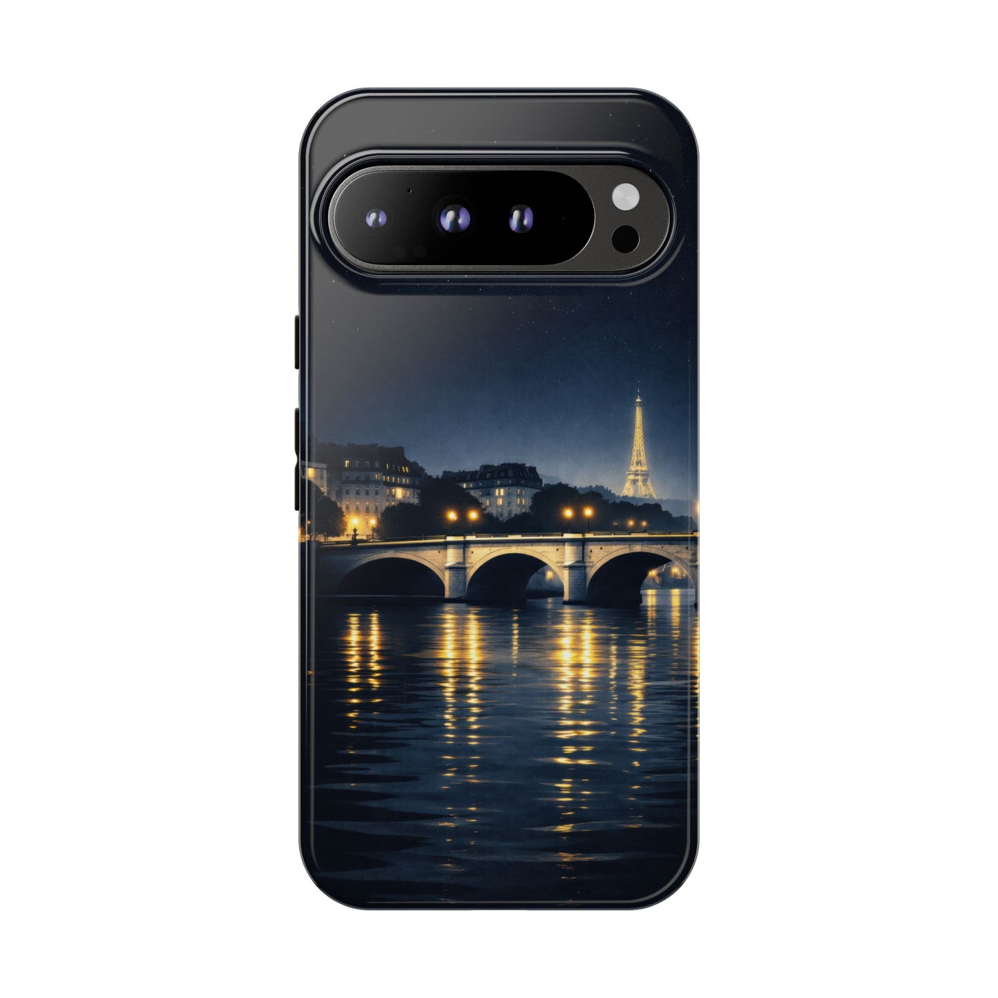 Paris Night Skyline Tough Phone Case — Eiffel Tower Reflections