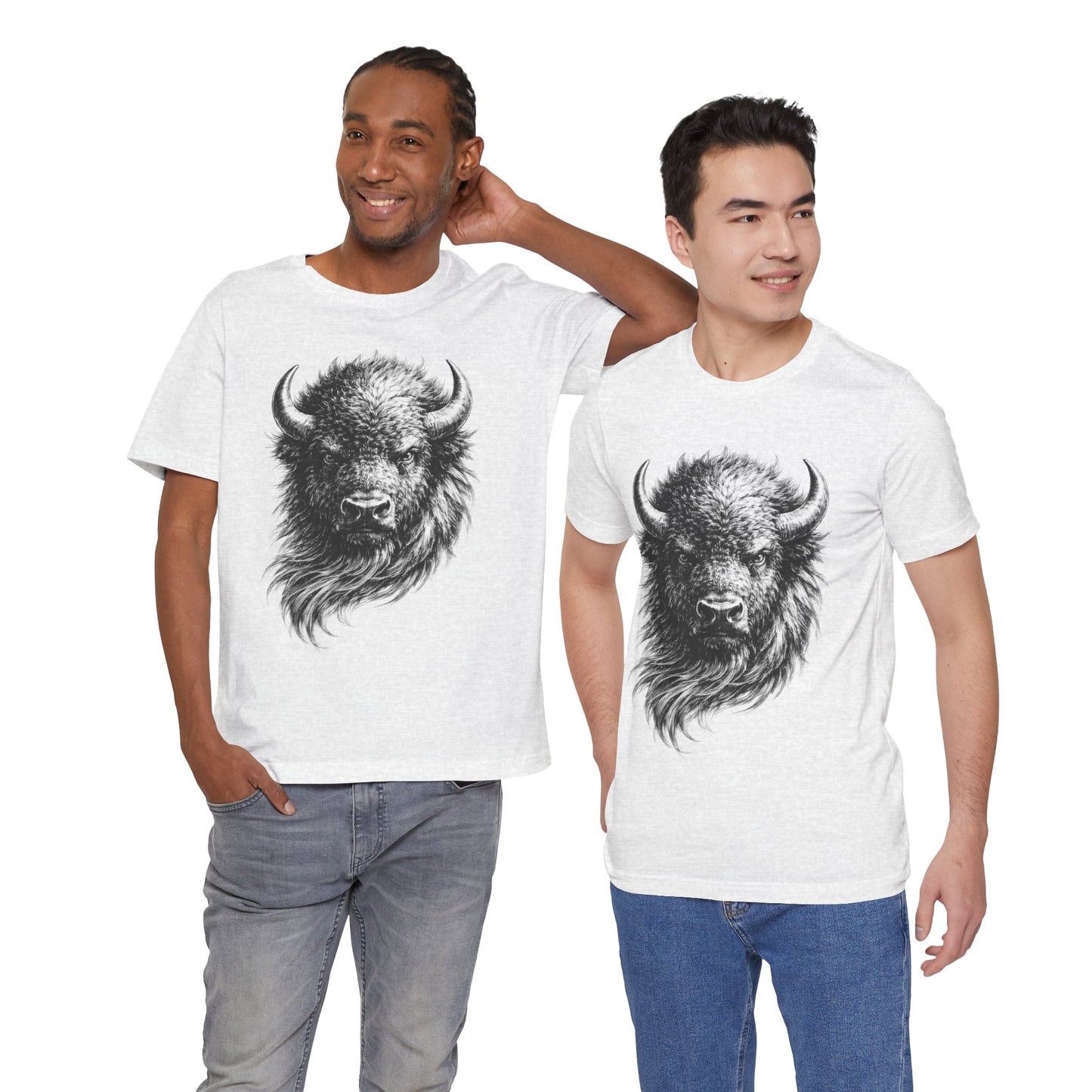 Bison Head Graphic Tee — Vintage Buffalo Illustration in charcoal drawing style T-Shirt